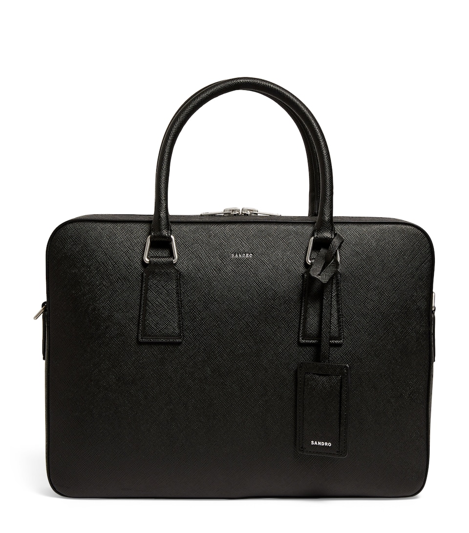 Sandro Paris Reconstituted Leather Slim Briefcase Black