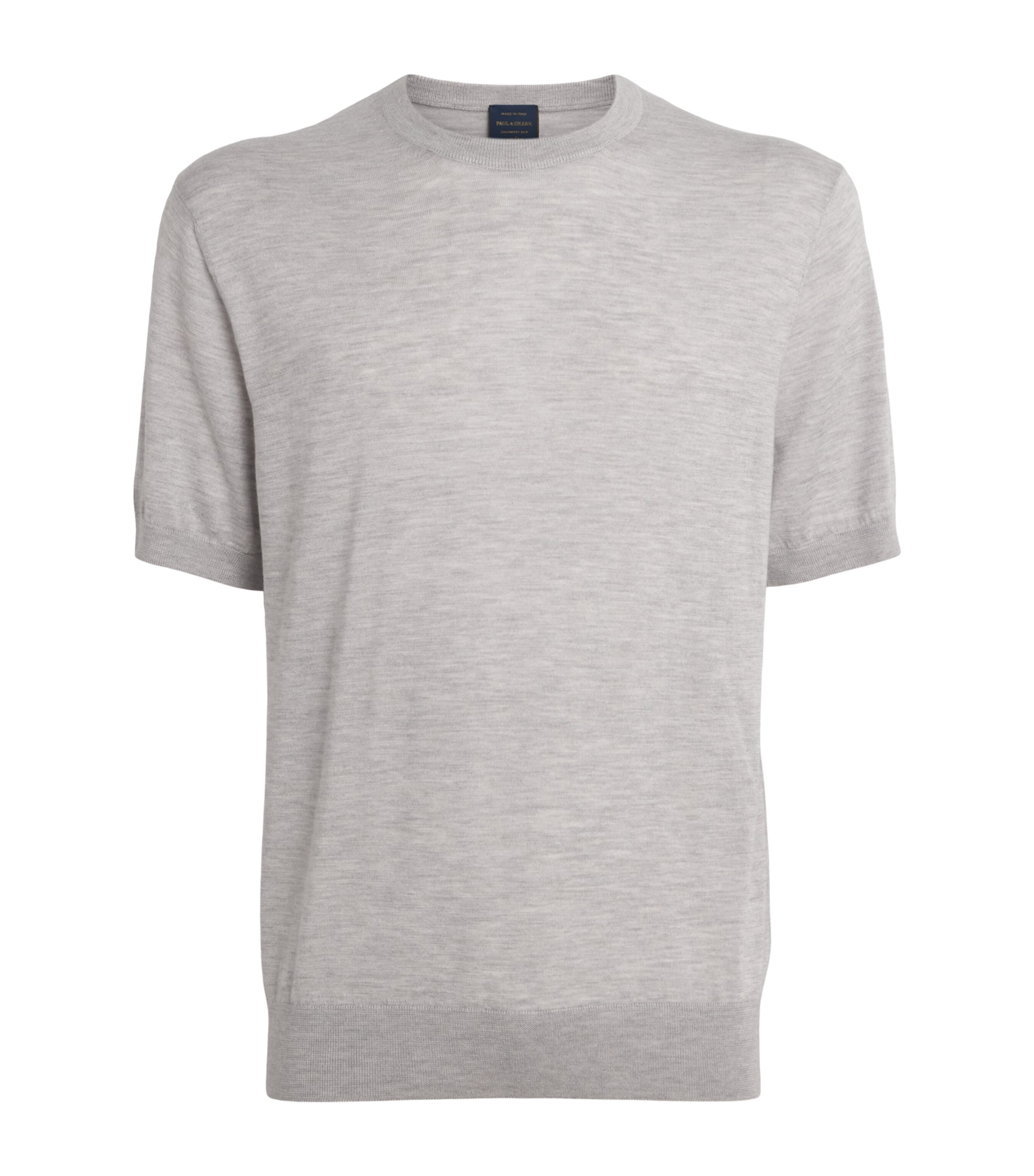 Paul & Shark Mens Cashmere-Silk T-Shirt Light Grey
