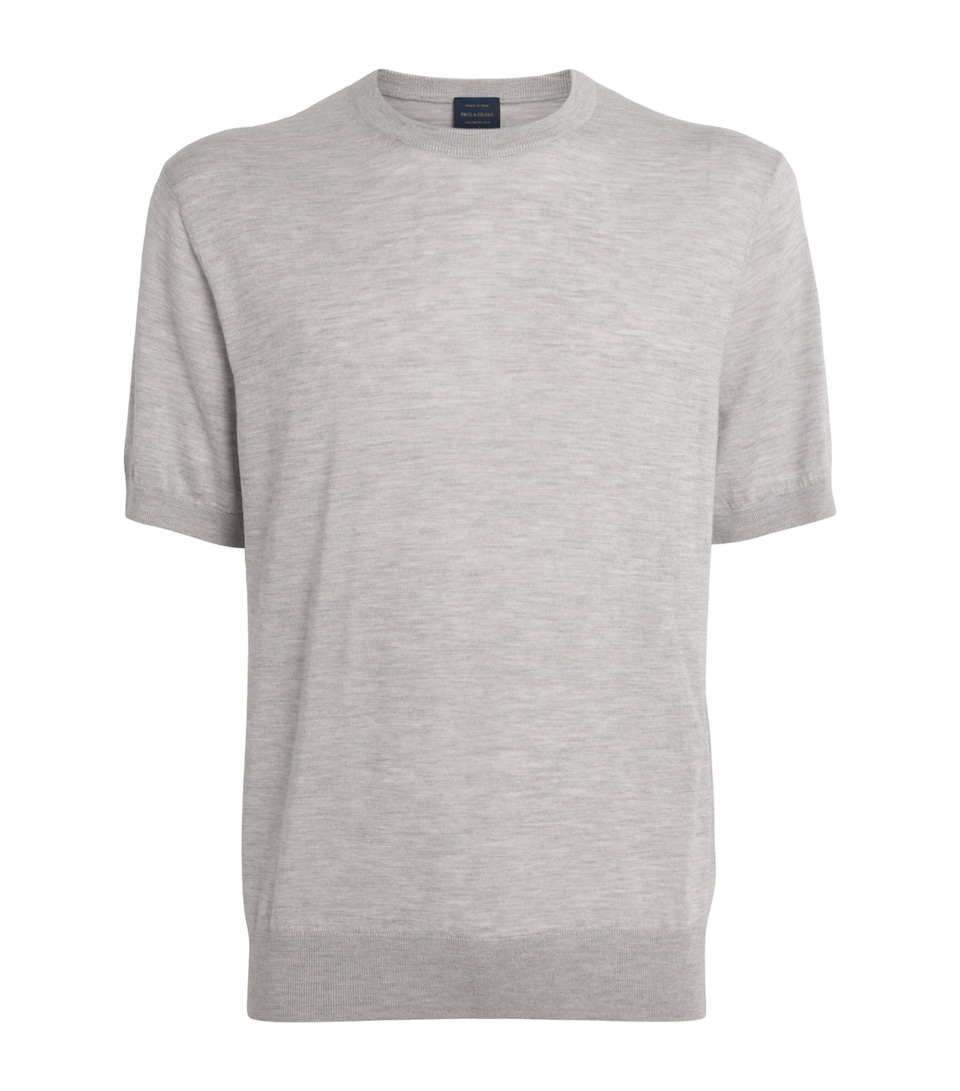 Paul & Shark Mens Cashmere-Silk T-Shirt Light Grey