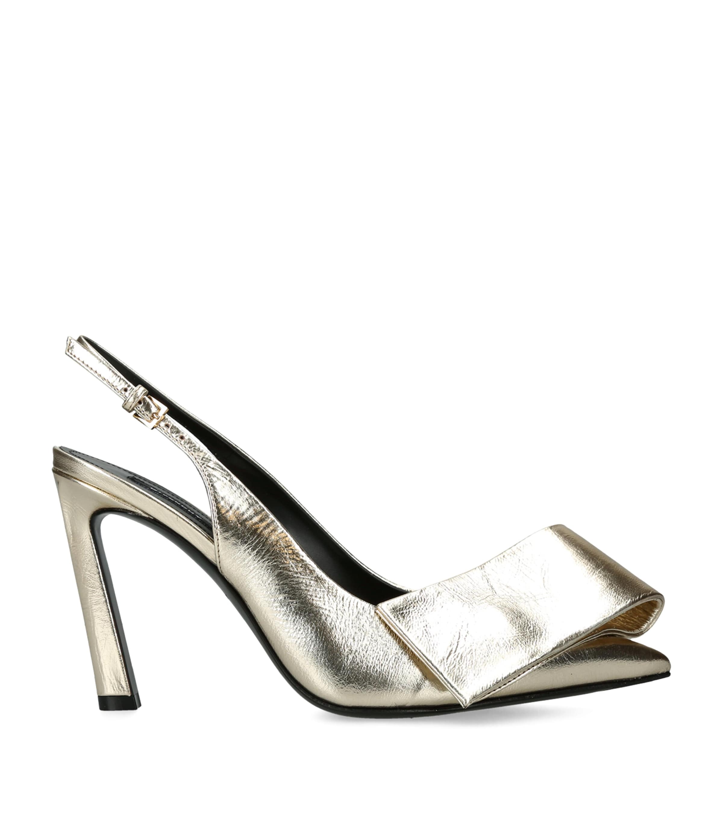 Givenchy Metallic Leather Twisted Ribbon Slingback Heels 95 Gold