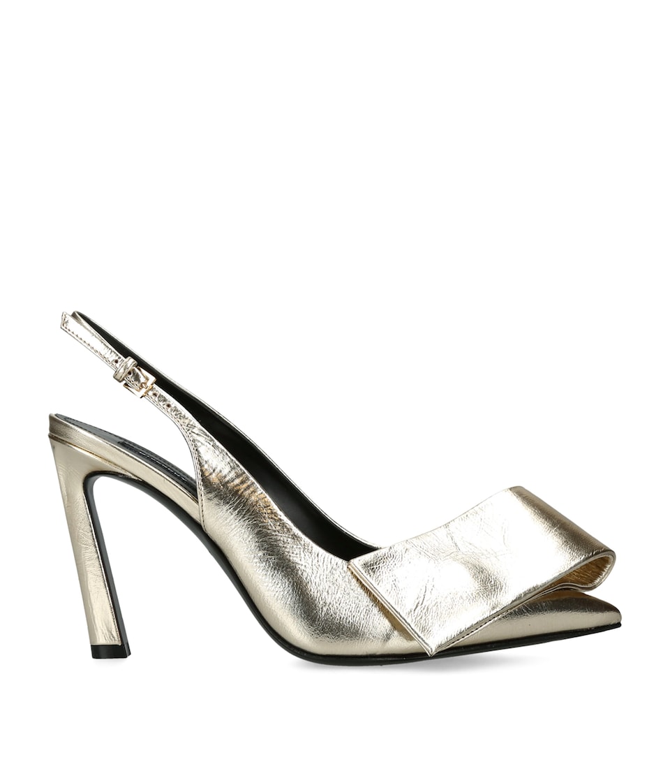 Givenchy Metallic Leather Twisted Ribbon Slingback Heels 95 Gold