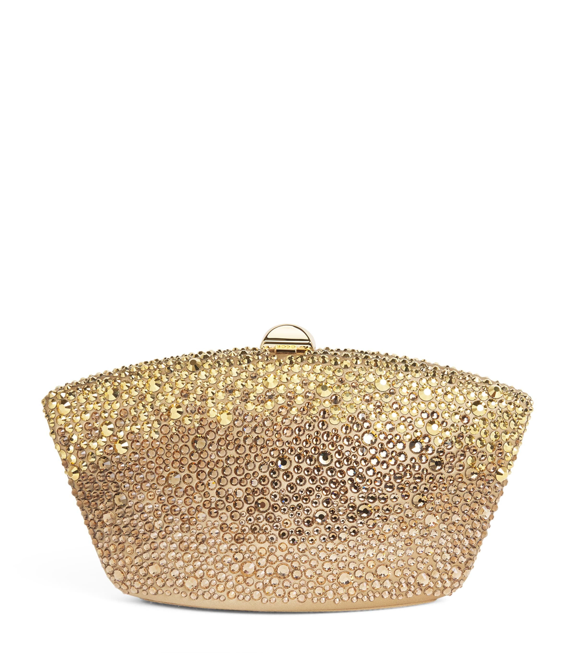 Rodo Metallic Leather Embellished Sarah Clutch Bag Opale