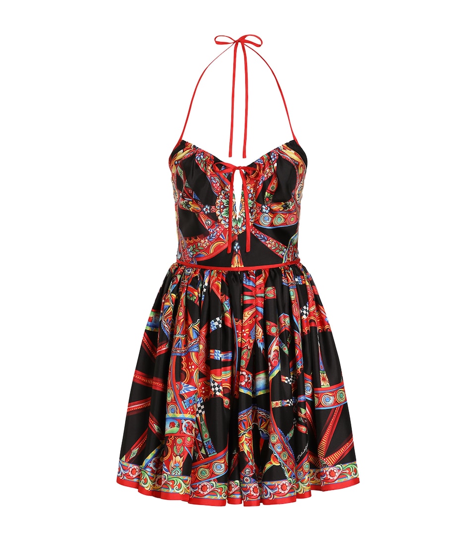 Dolce&Gabbana Womens Silk Carretto Mini Dress Combined Col