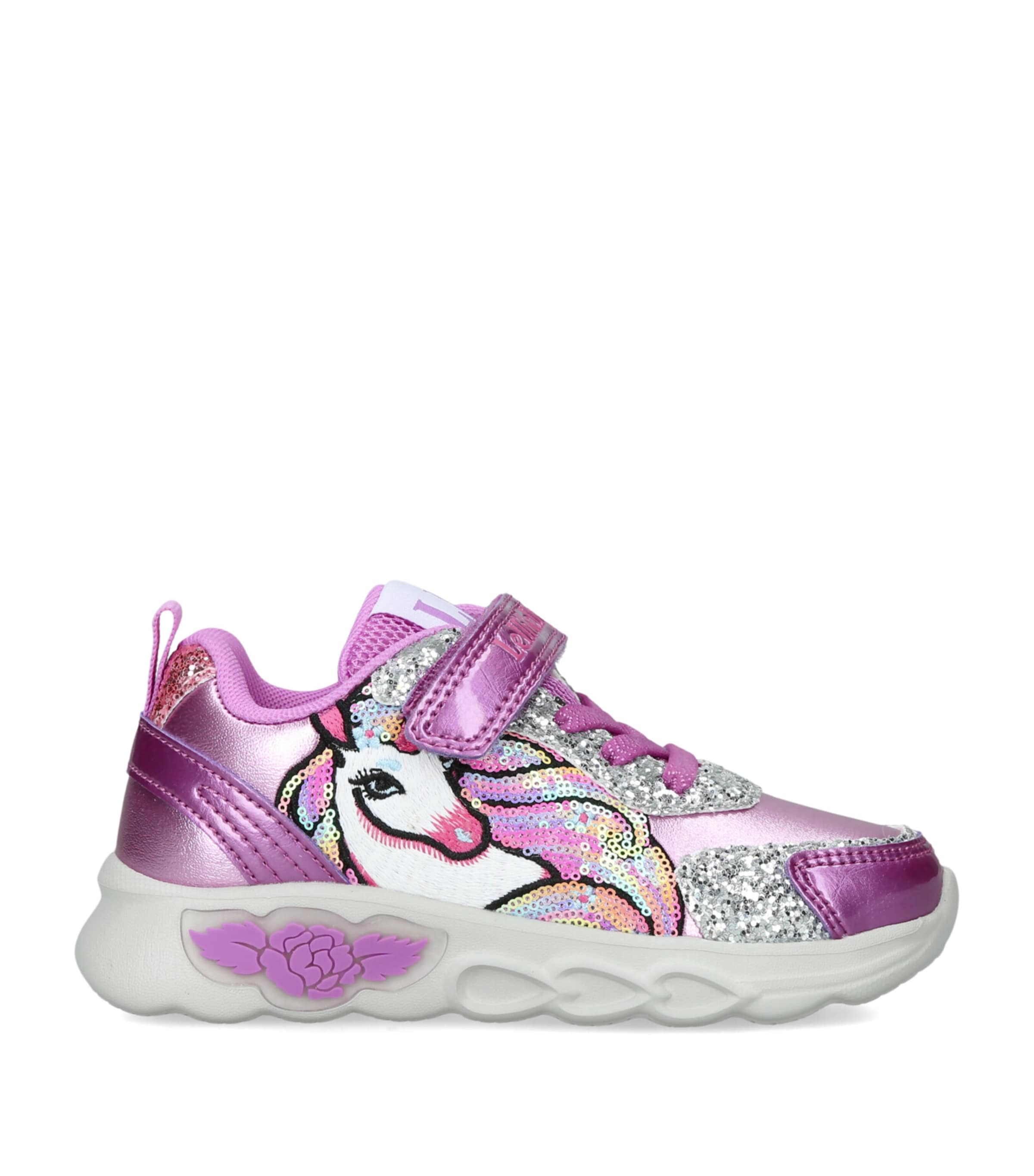 Lelli Kelly Leather Christina Unicorn Light-Up Sneakers Purple