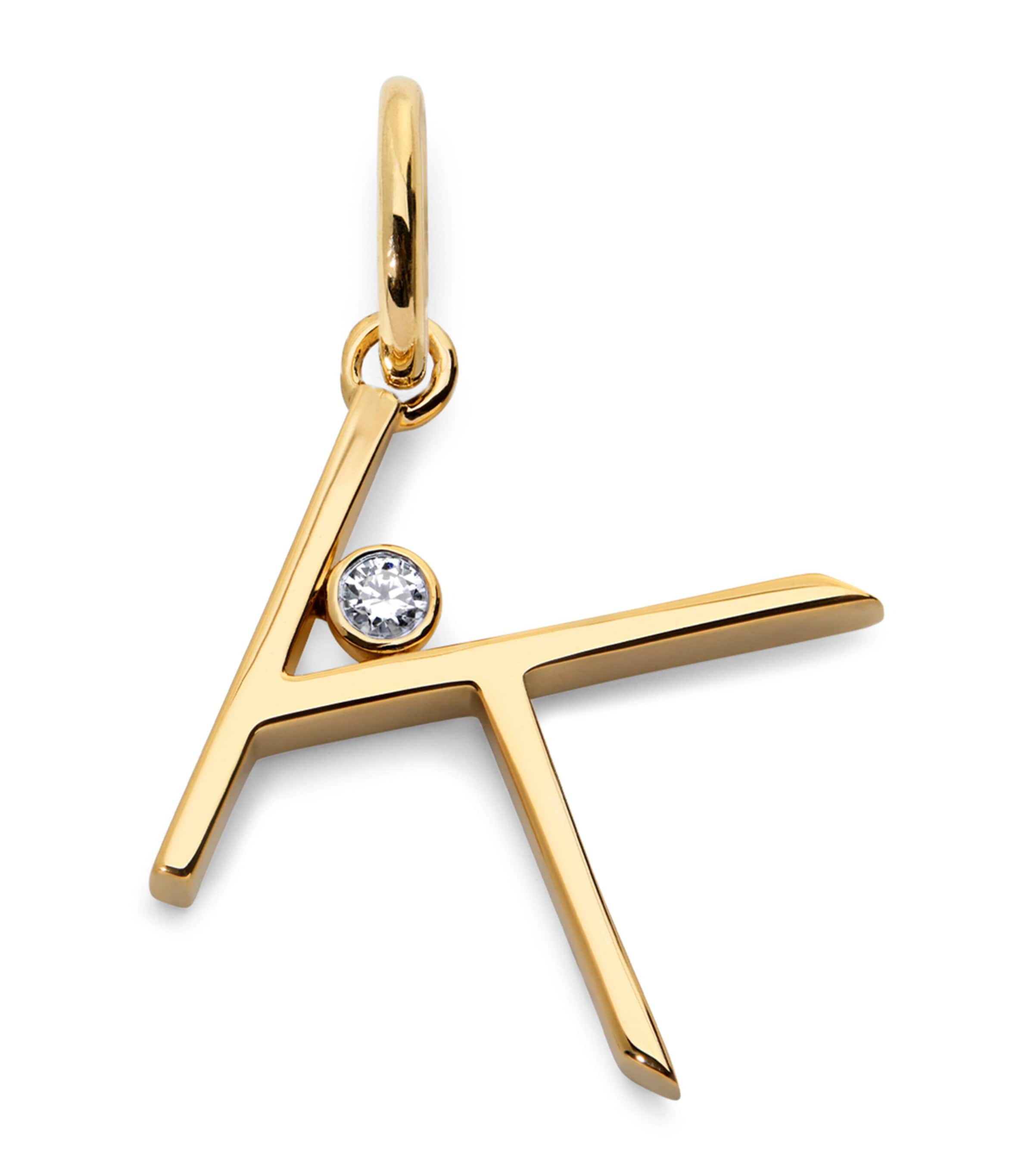 Monica Vinader Gold Vermeil and Diamond K Initial Pendant Gold/diamond