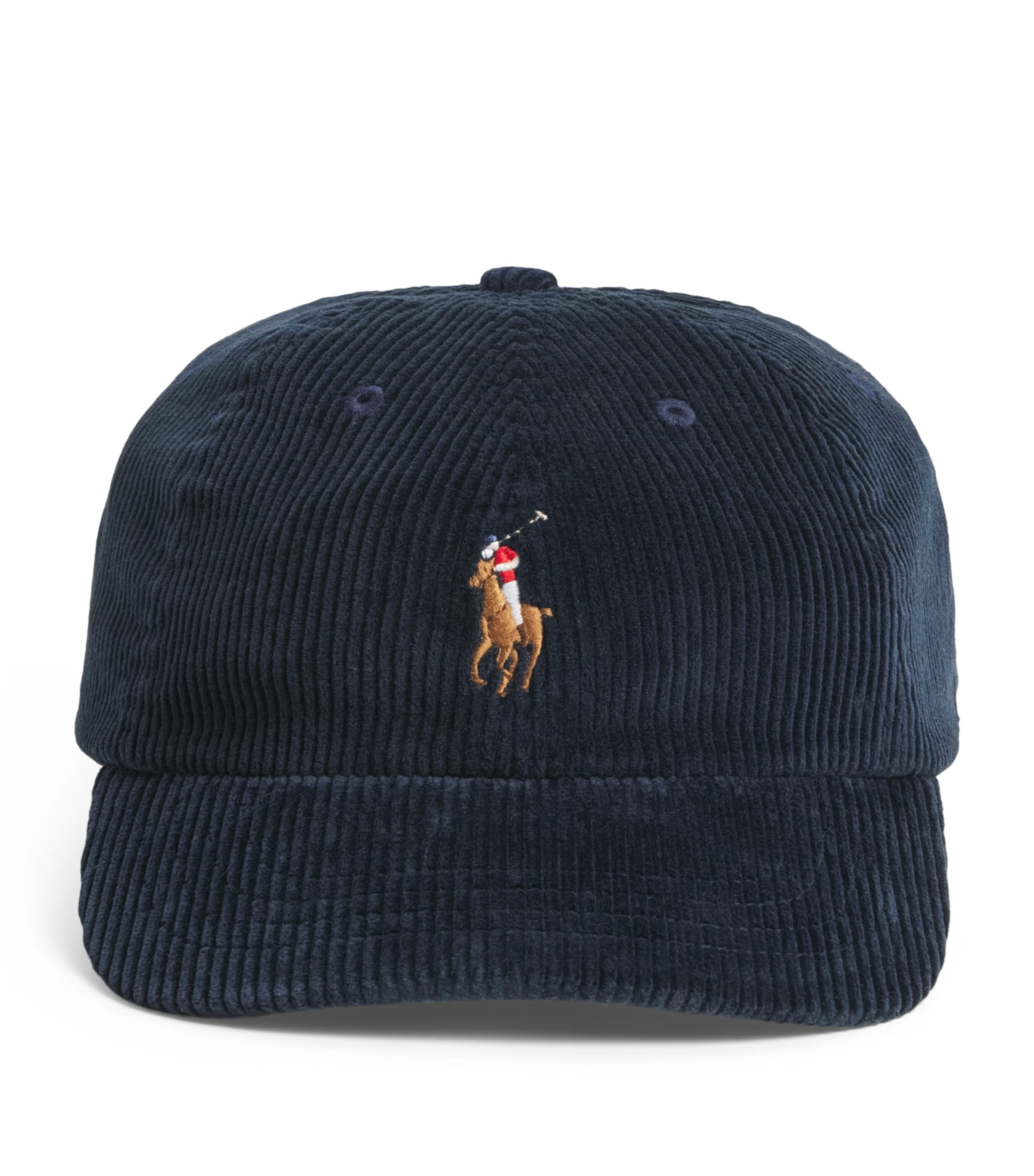 Polo Ralph Lauren Stretch-Cotton Corduroy Polo Pony Baseball Cap Aviator Navy