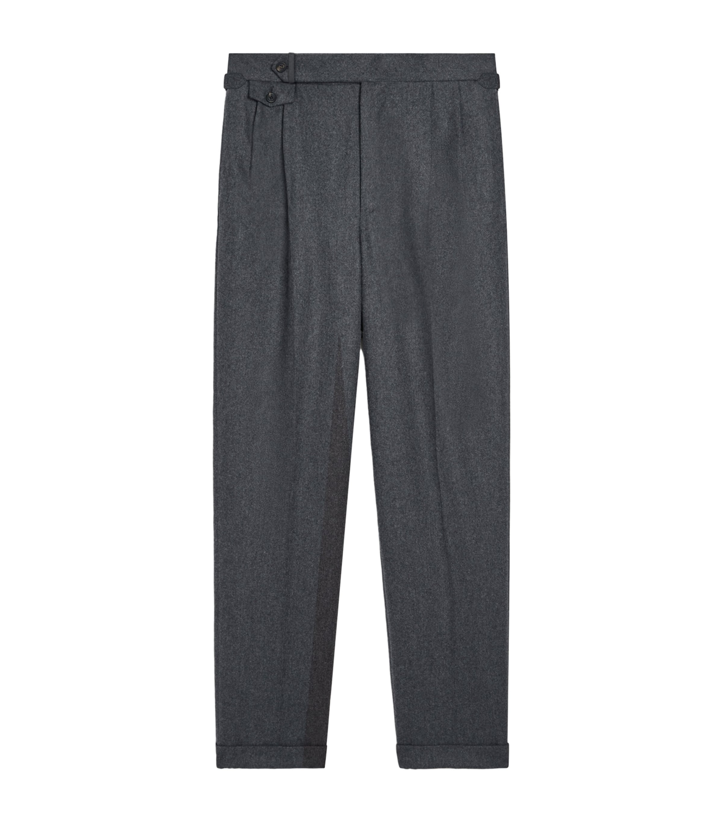 Wool-Cashmere Flannel Pleated Trousers
