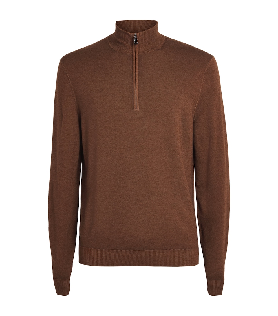 Bogner Mens Virgin Wool Ouri Quarter-Zip Sweater Brown