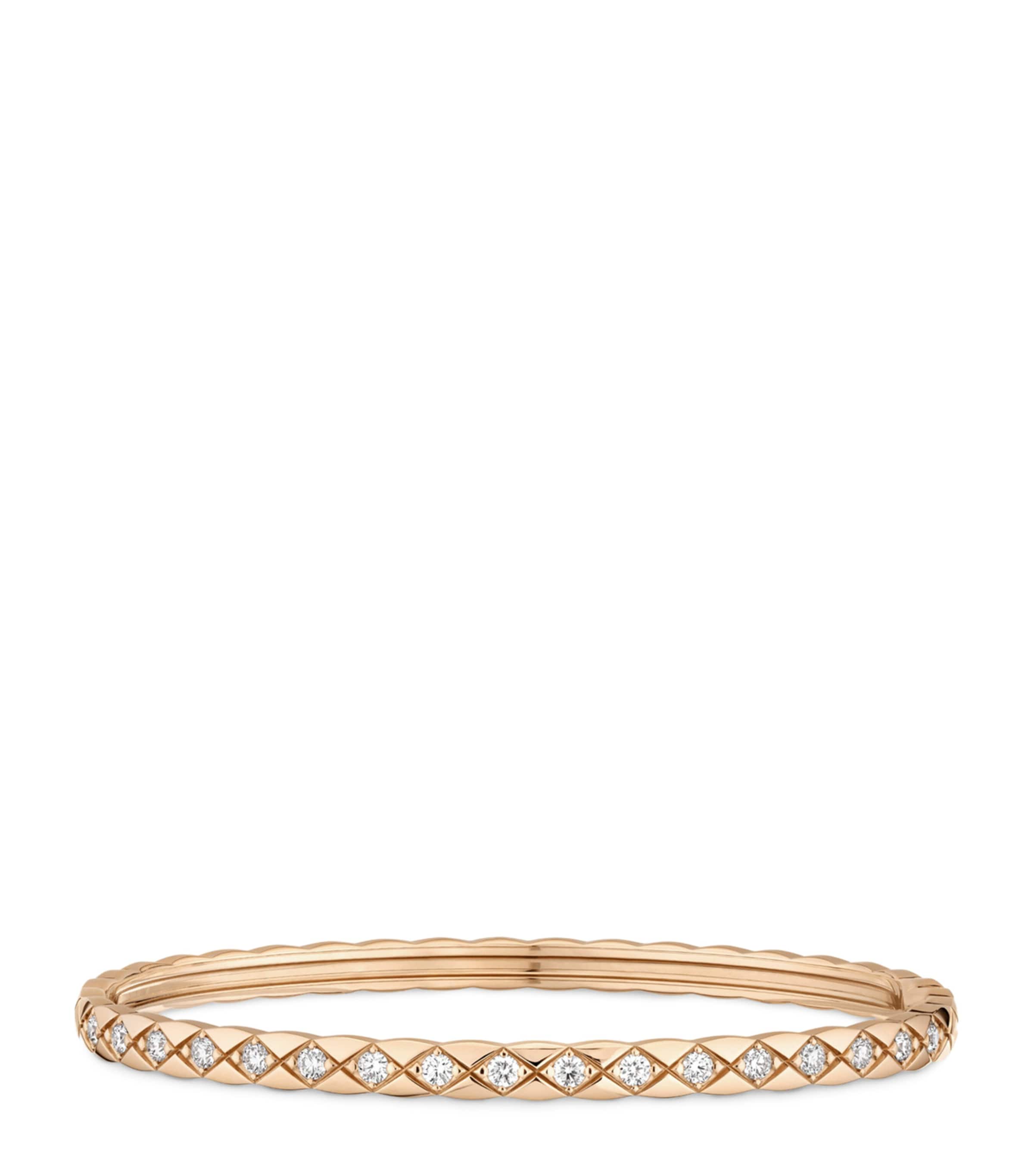 Beige Gold and Diamond Coco Crush Bangle