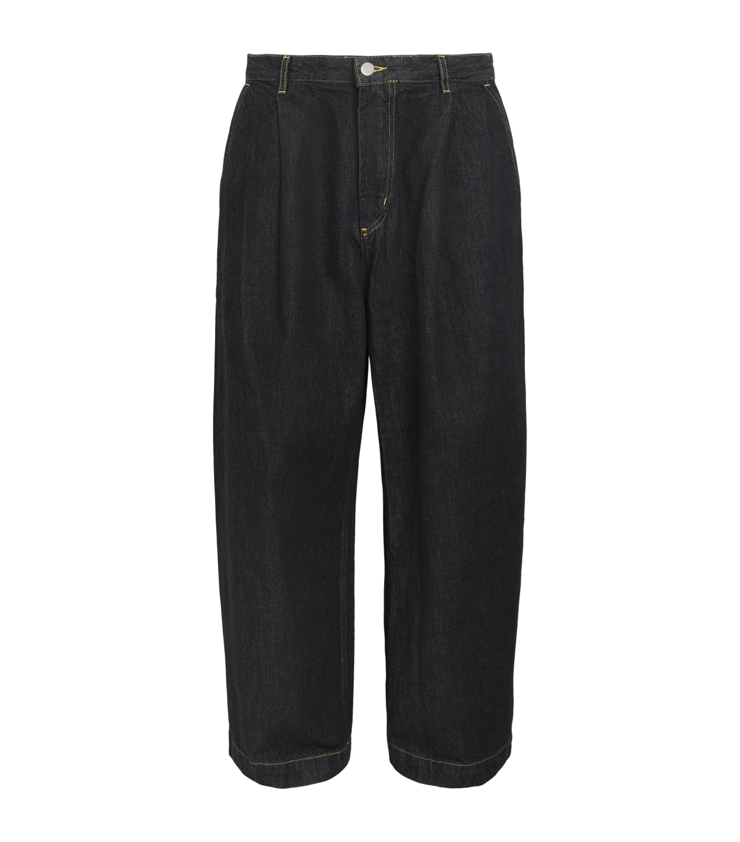Studio Nicholson Mens Pleated Wide-Leg Jeans Black