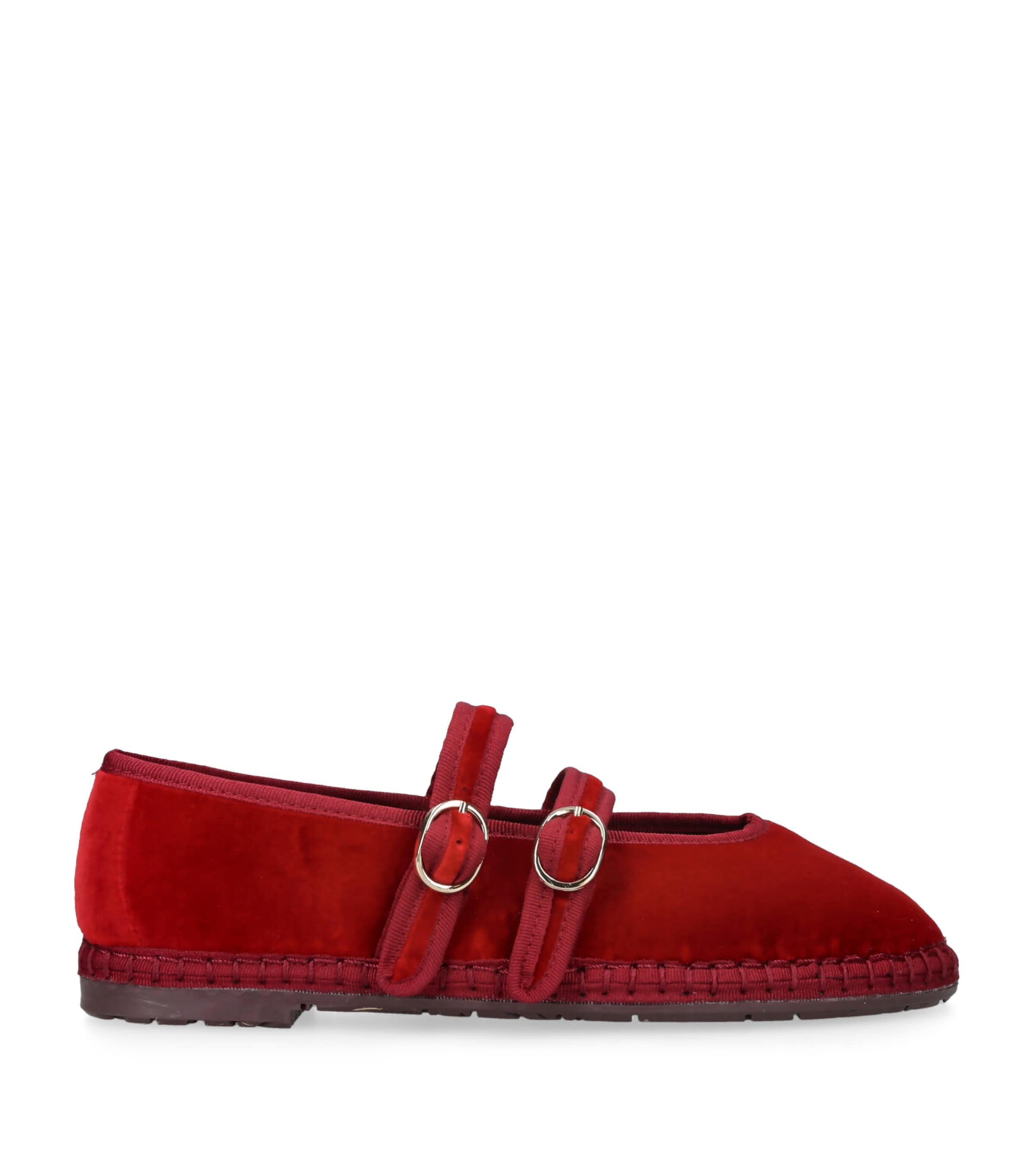 Flabelus Velvet Claire Mary Janes Red