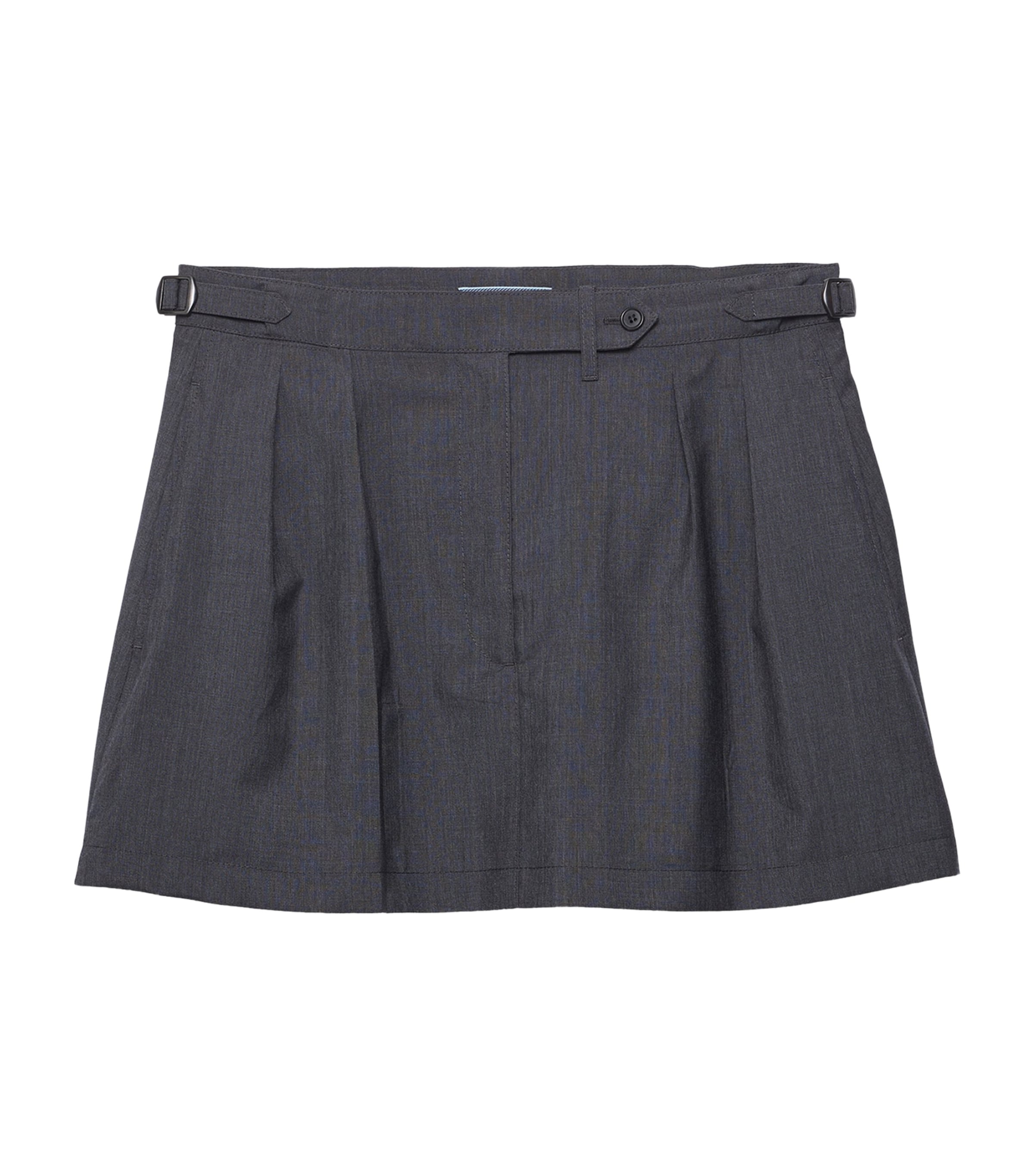 Prada Womens Wool-Mohair Mini Skirt Grey