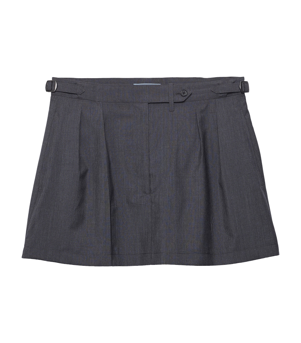 Prada Womens Wool-Mohair Mini Skirt Grey