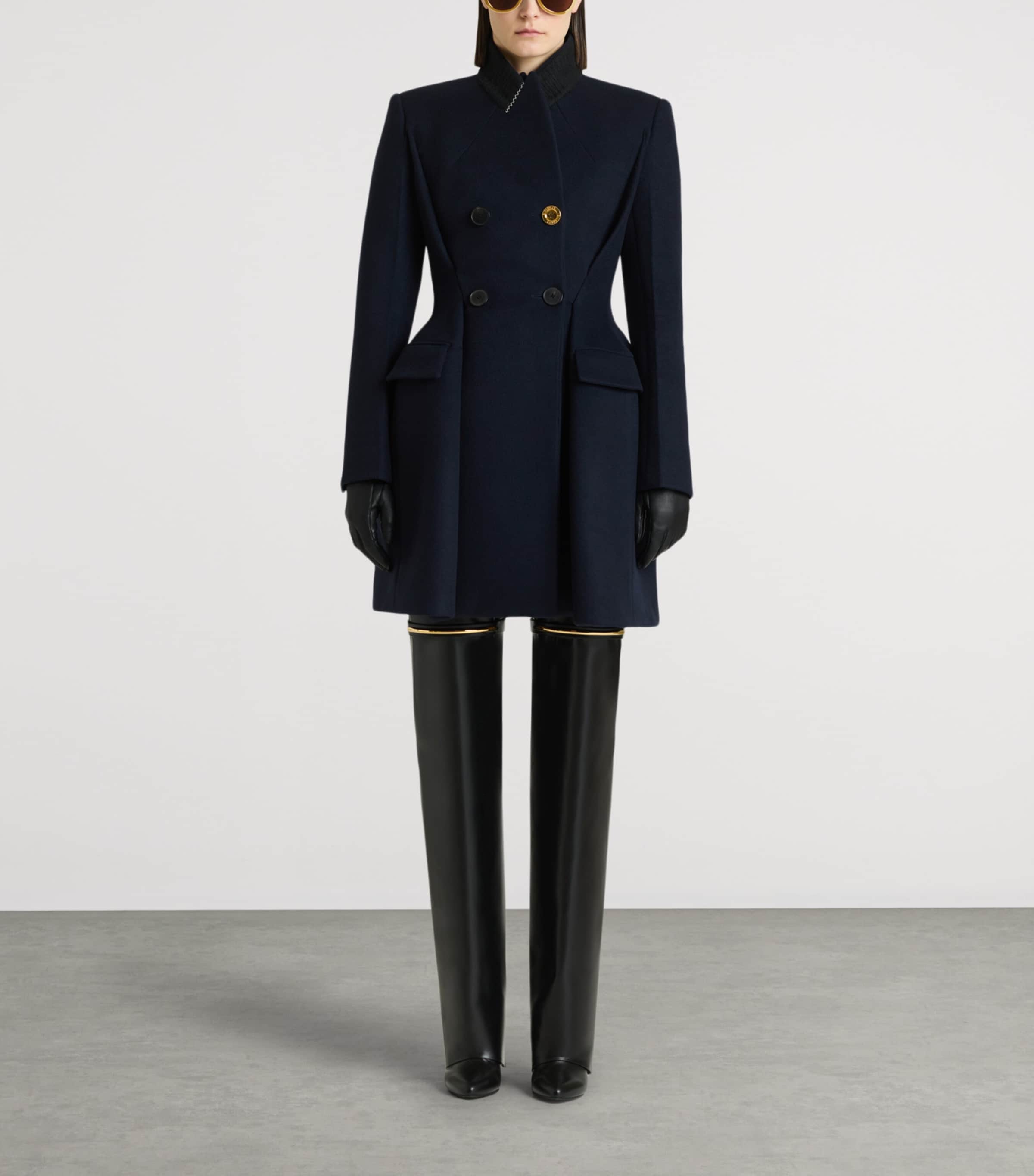 Givenchy Womens Wool-Cashmere Peplum Coat