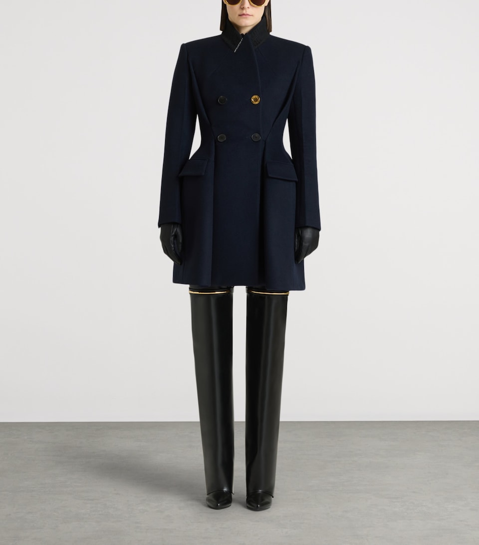Givenchy Womens Wool-Cashmere Peplum Coat