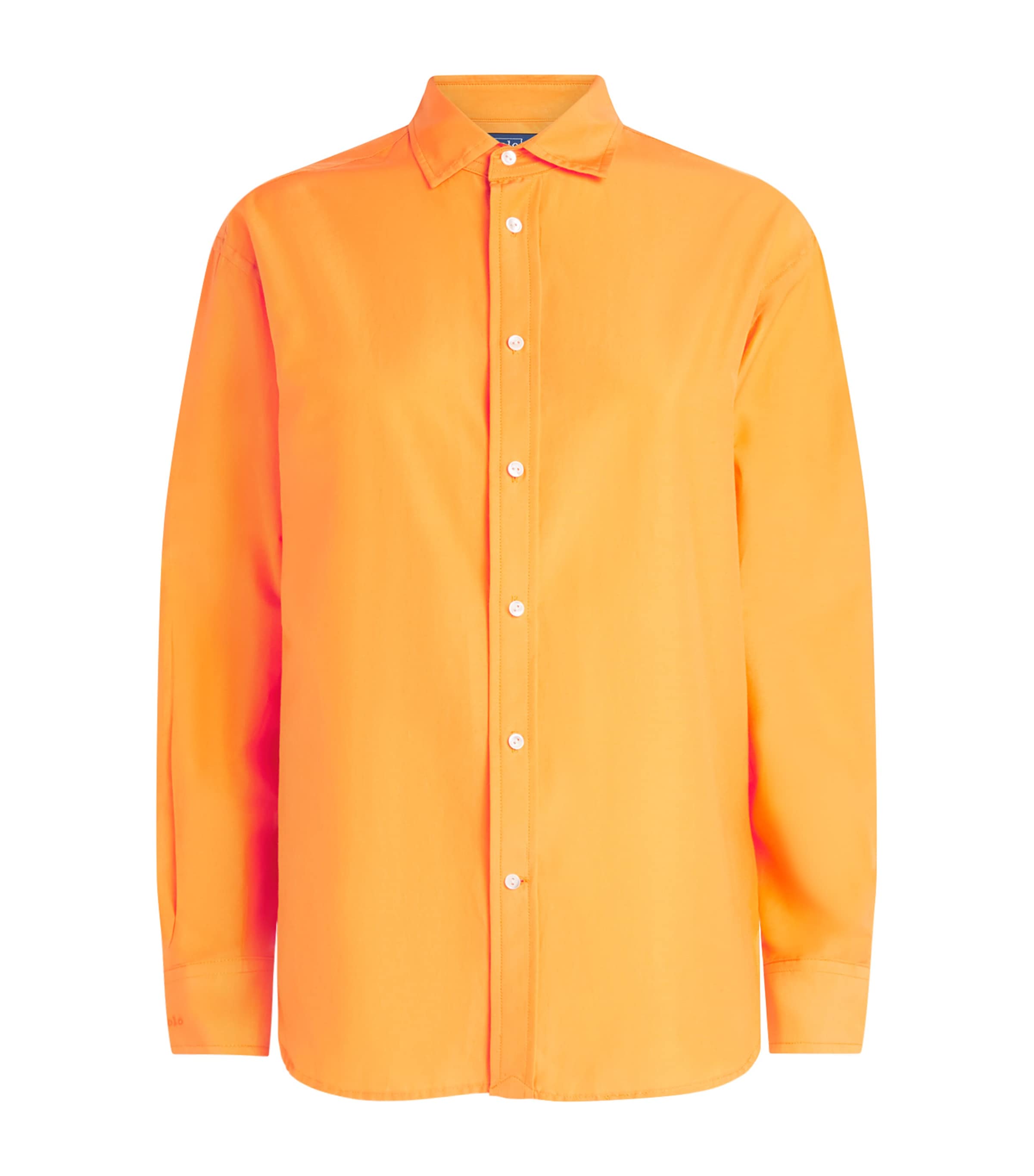 Polo Ralph Lauren Womens Cotton-Silk Relaxed-Fit Shirt Satsuma Orange