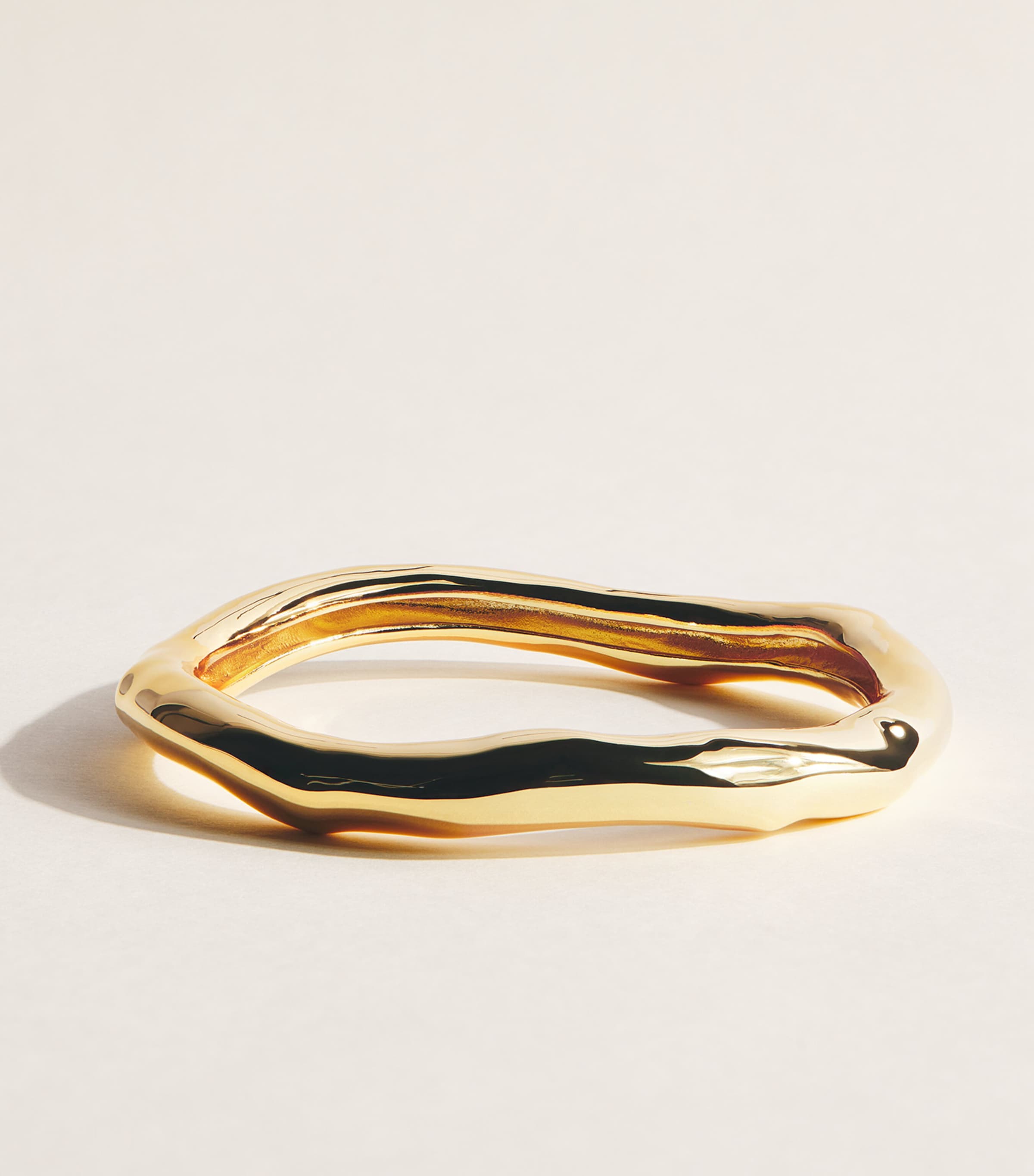 Alexis Bittar Large Gold-Plated Molten Bangle No Stones Gold