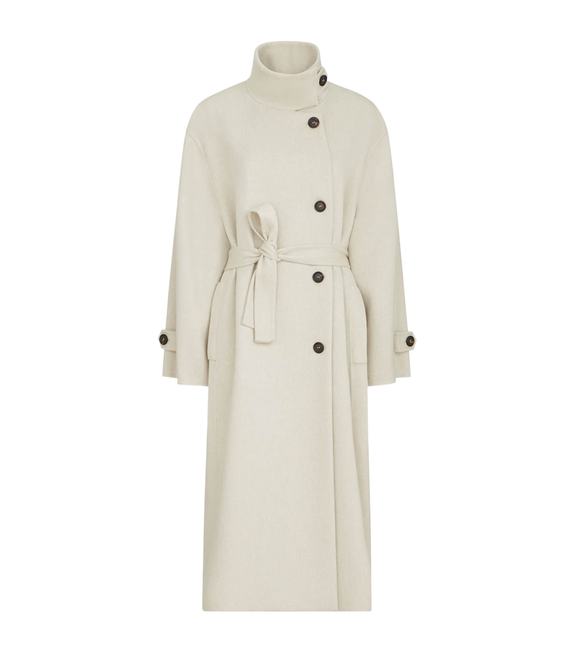 Brunello Cucinelli Womens Cashmere Beaver Cloth Coat Marmo