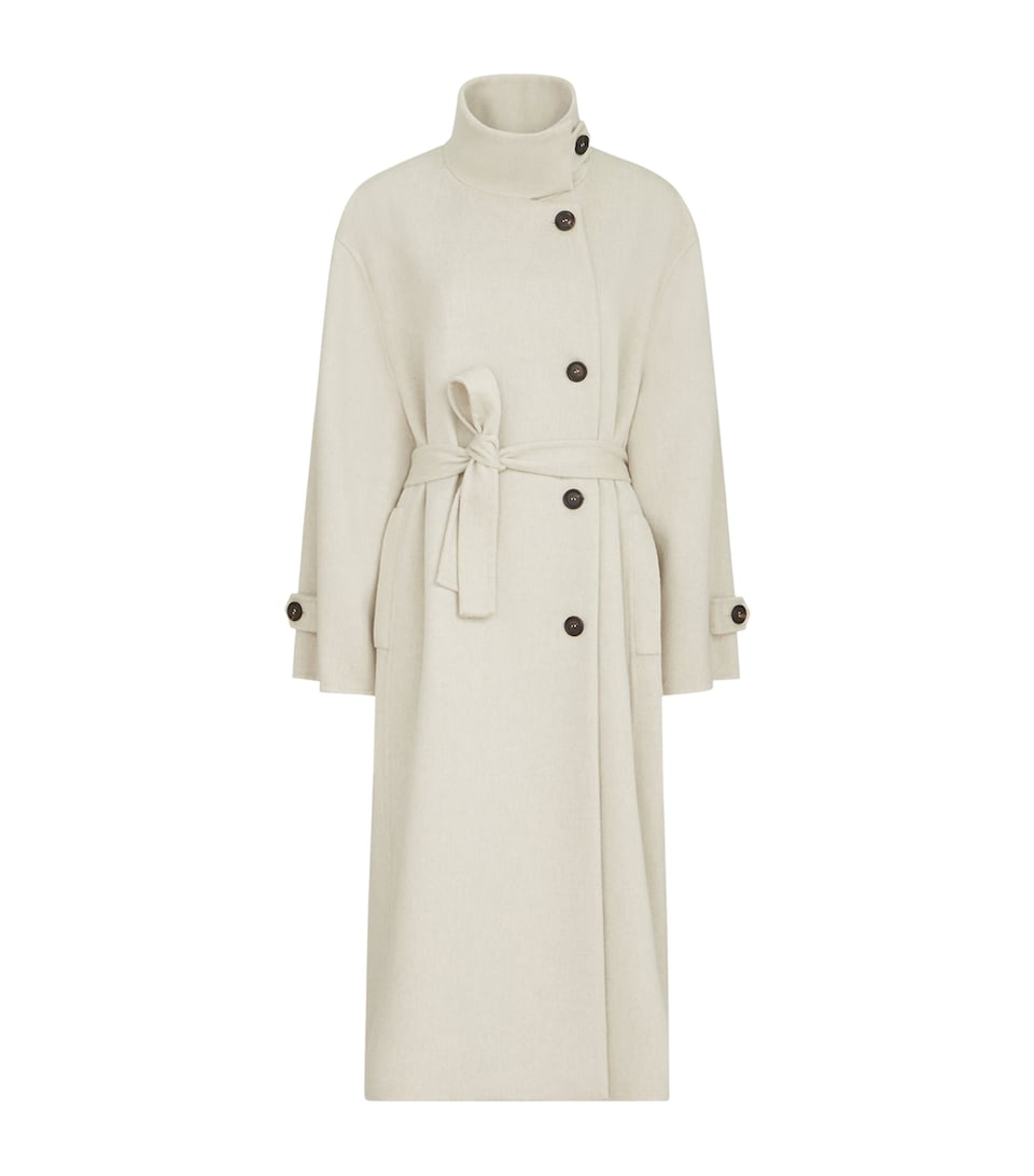 Brunello Cucinelli Womens Cashmere Beaver Cloth Coat Marmo