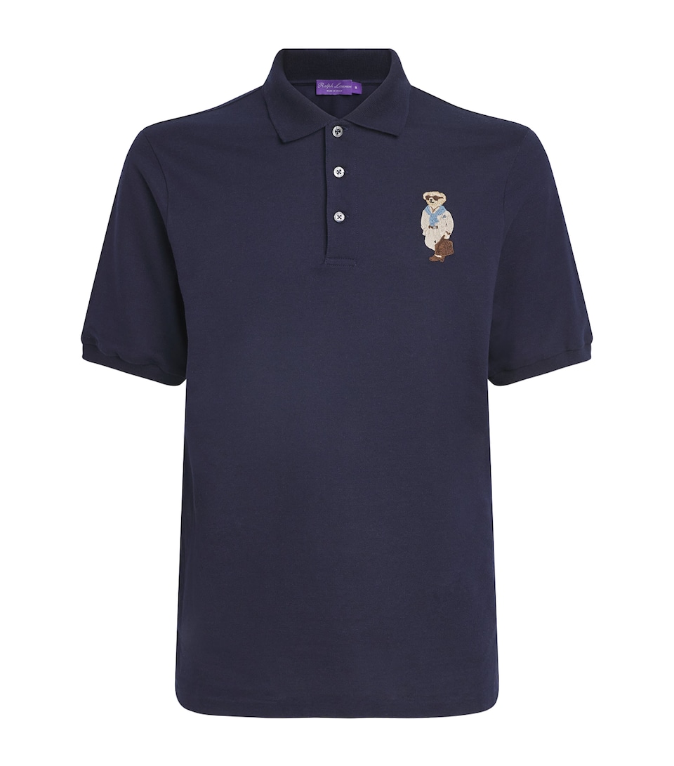 Ralph Lauren Purple Label Mens Cotton-Cashmere Polo Bear Polo Shirt Racing Navy
