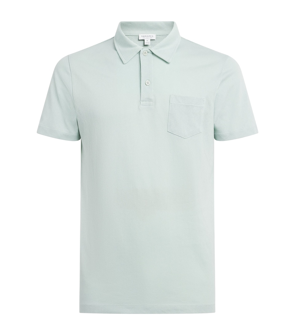 Sunspel Mens Supima Cotton Riviera Polo Shirt Gnjb Laurel