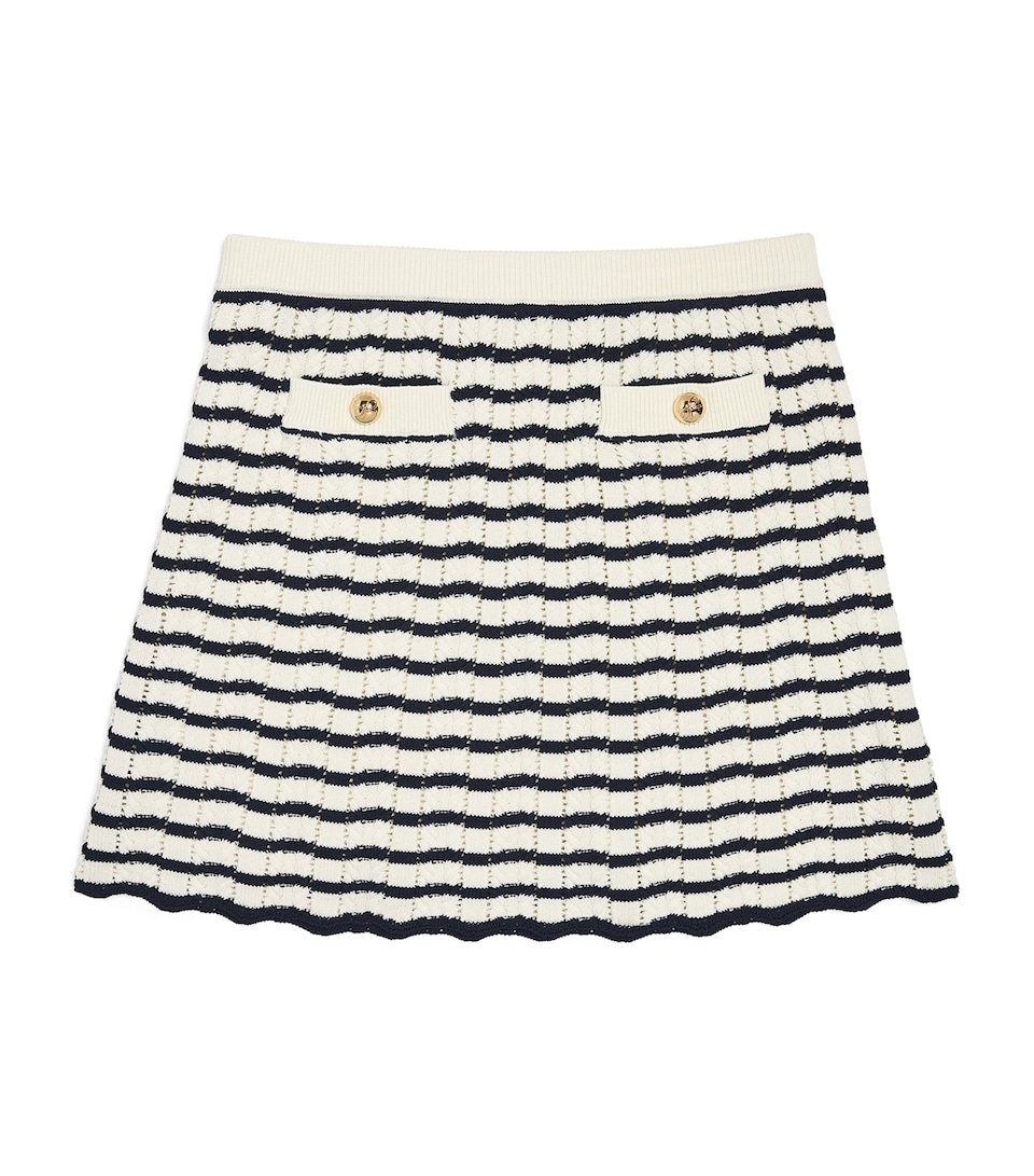 Self-Portrait Kids Knitted Stripe Skirt (4-12 Years) Cream