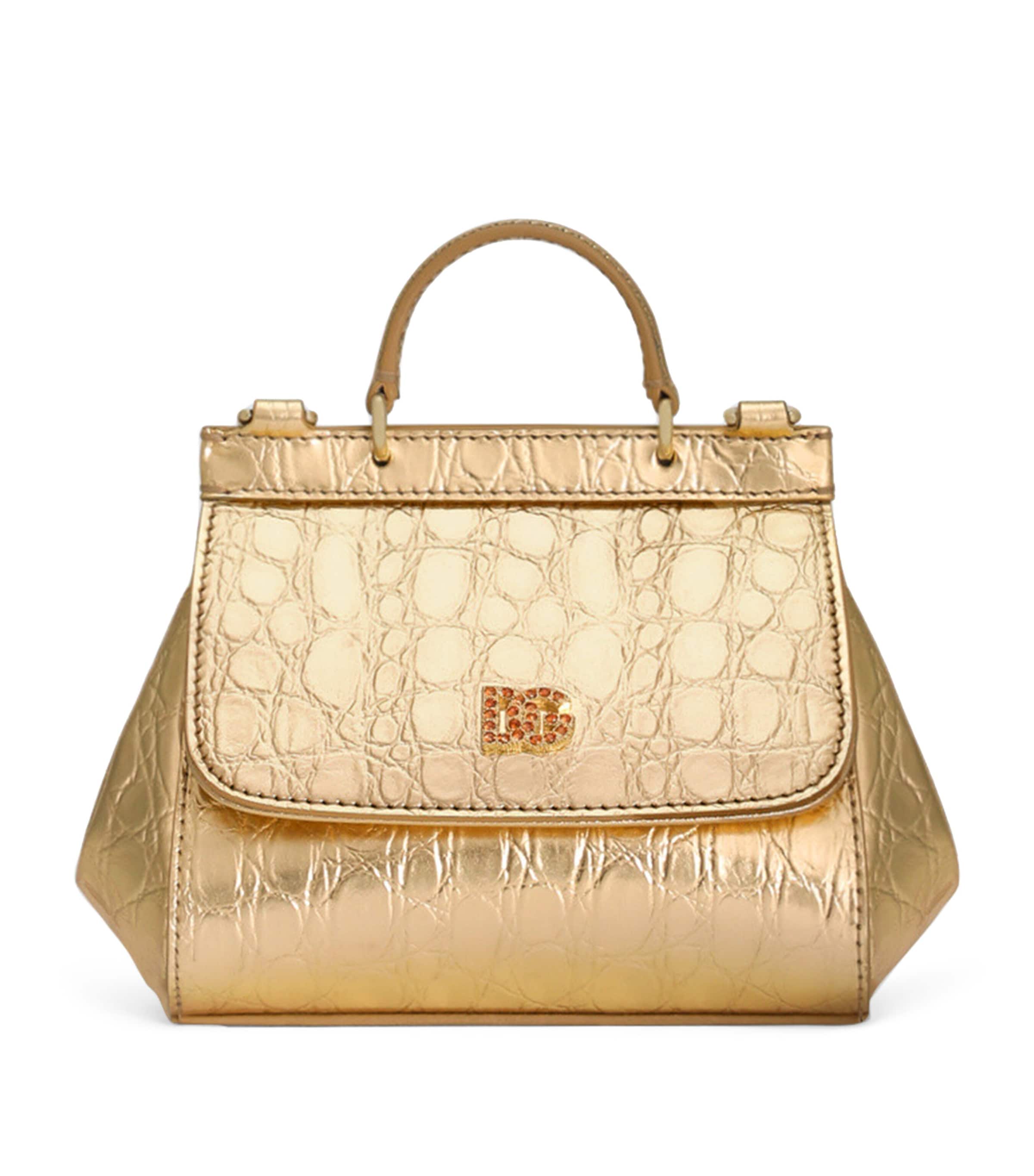 Dolce&Gabbana Kids Mini Leather Sicily Shoulder Bag Oro