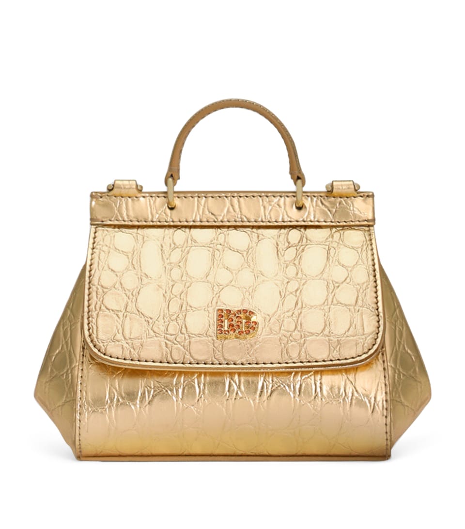 Dolce&Gabbana Kids Mini Leather Sicily Shoulder Bag Oro