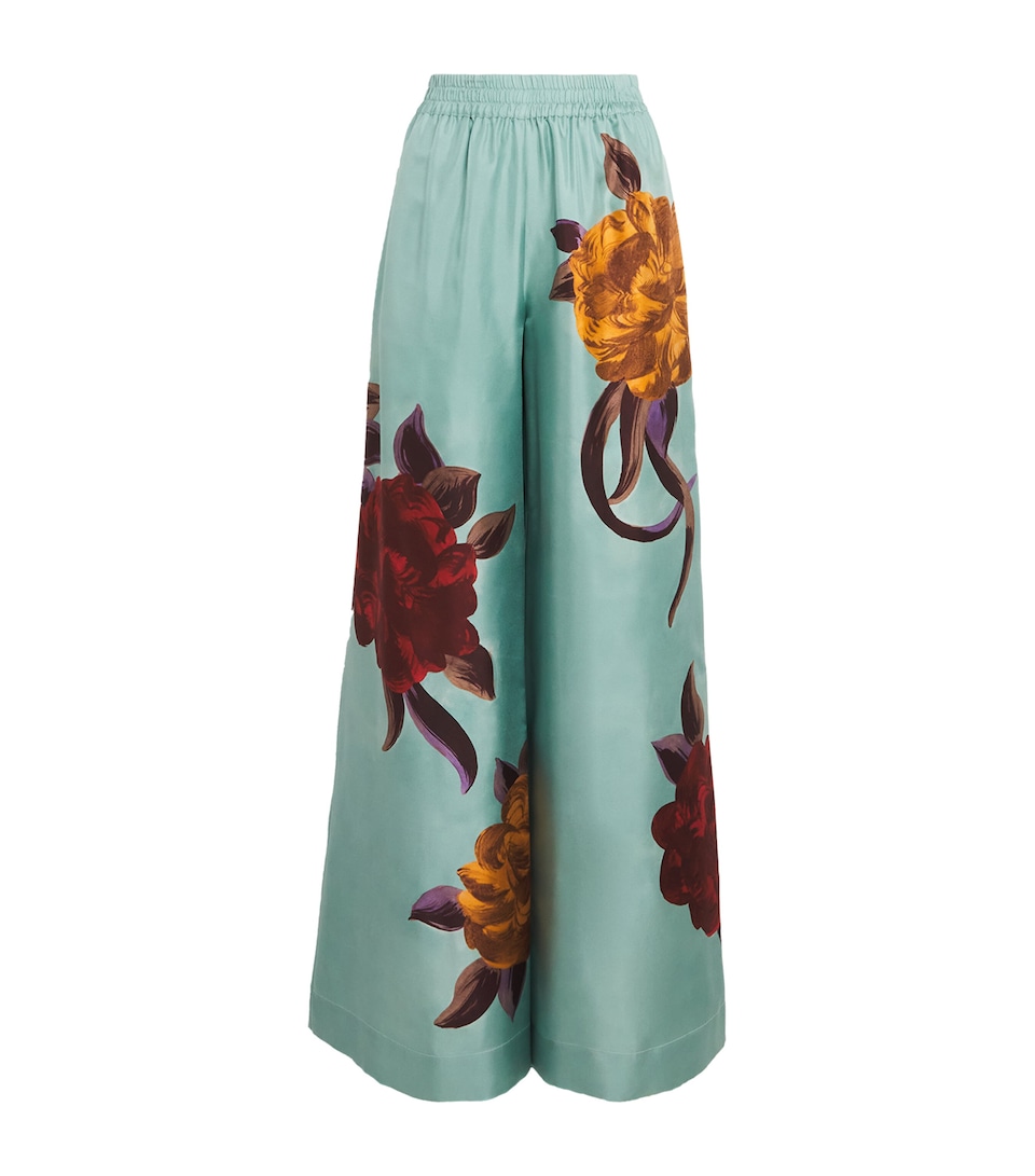 Silk Wide-Leg Palazzo Trousers