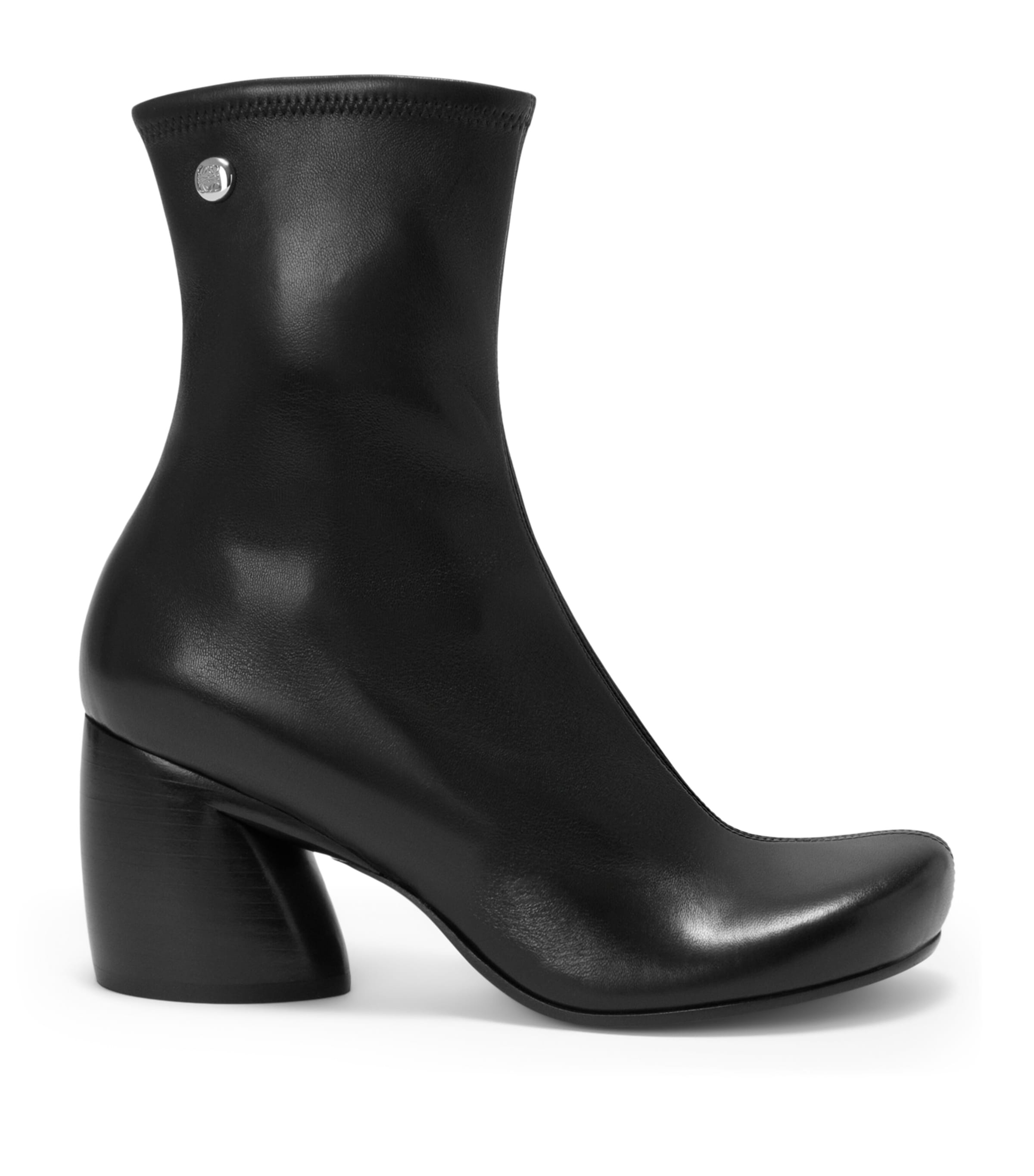 LOEWE Leather Oval Heeled Ankle Boots 70 Black