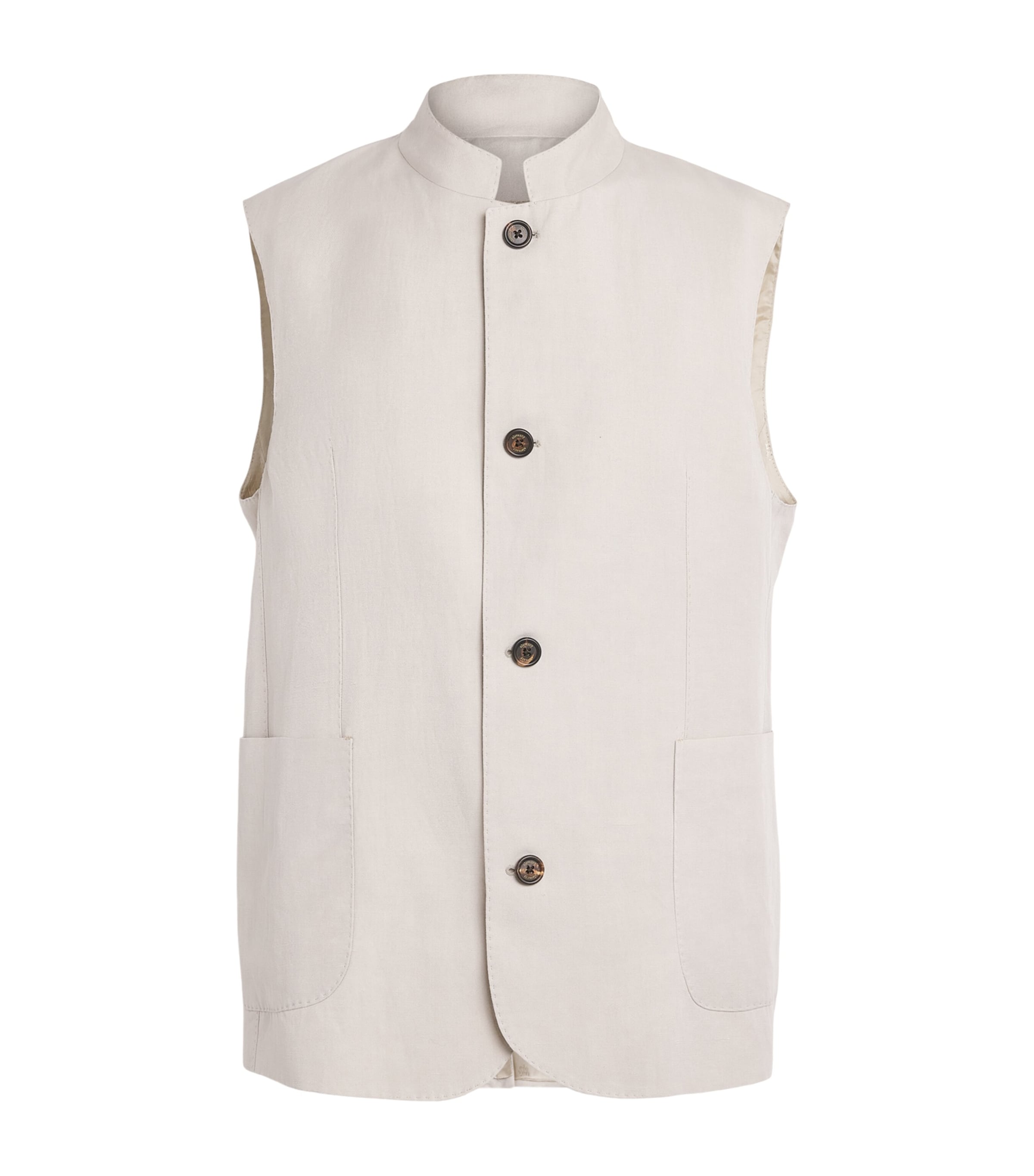 Eleventy Mens High-Neck Gilet Sabbia