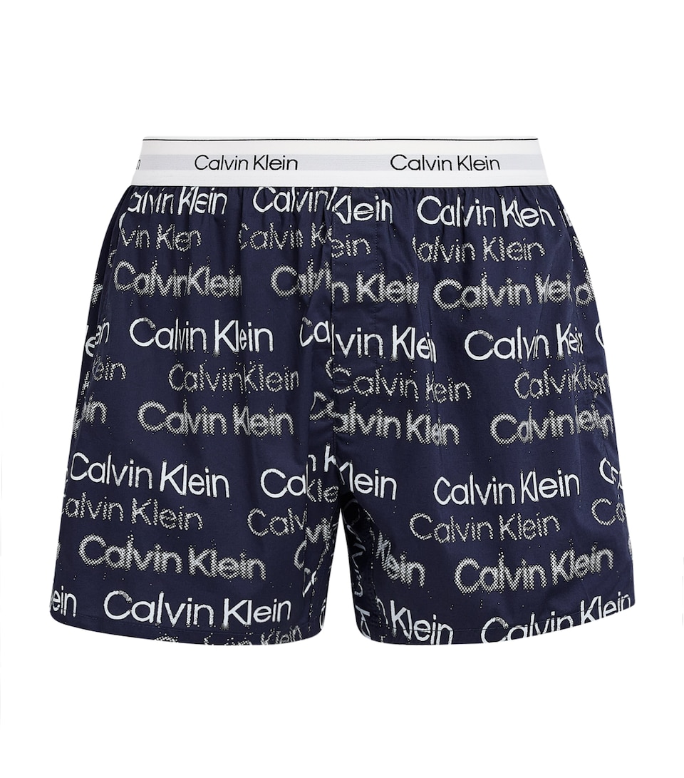 Calvin Klein Mens Cotton Poplin Logo Pyjama Shorts Sequin Logo Spe