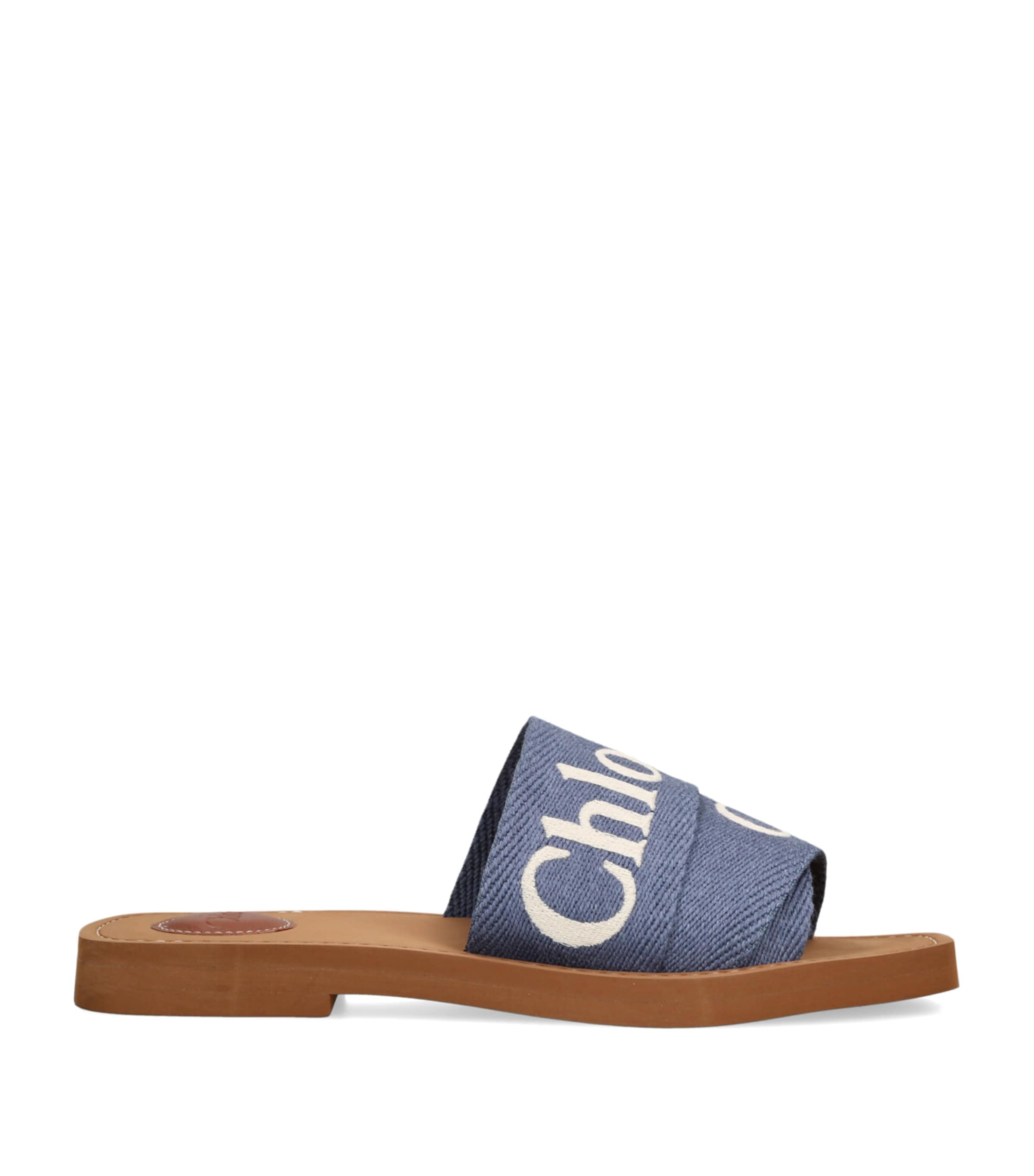 Chloé Canvas Jacquard Woody Sandals Mid Blue
