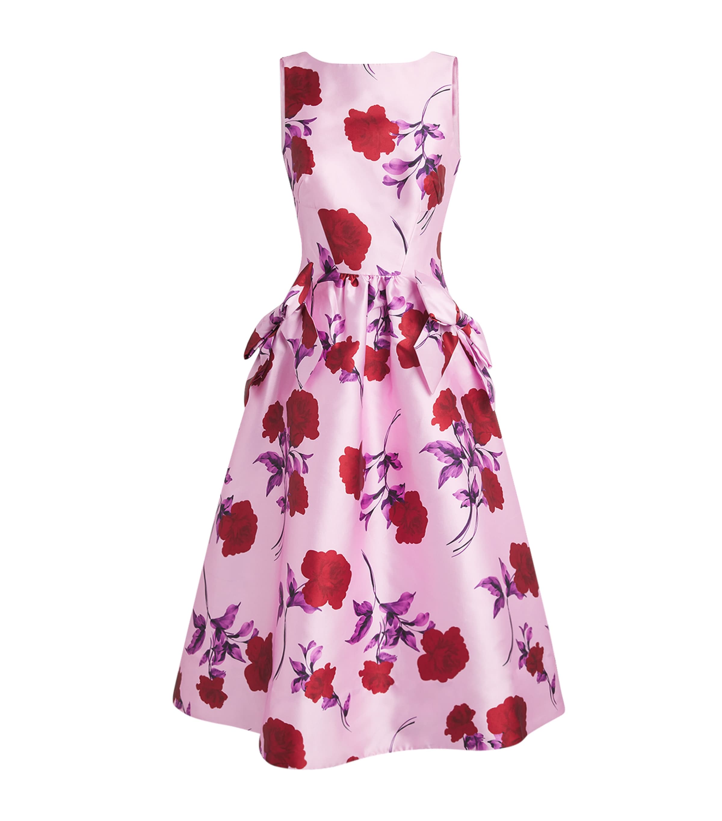 Rebecca Vallance Womens Satin Floral Melora Midi Dress Lilac Vintage Rose