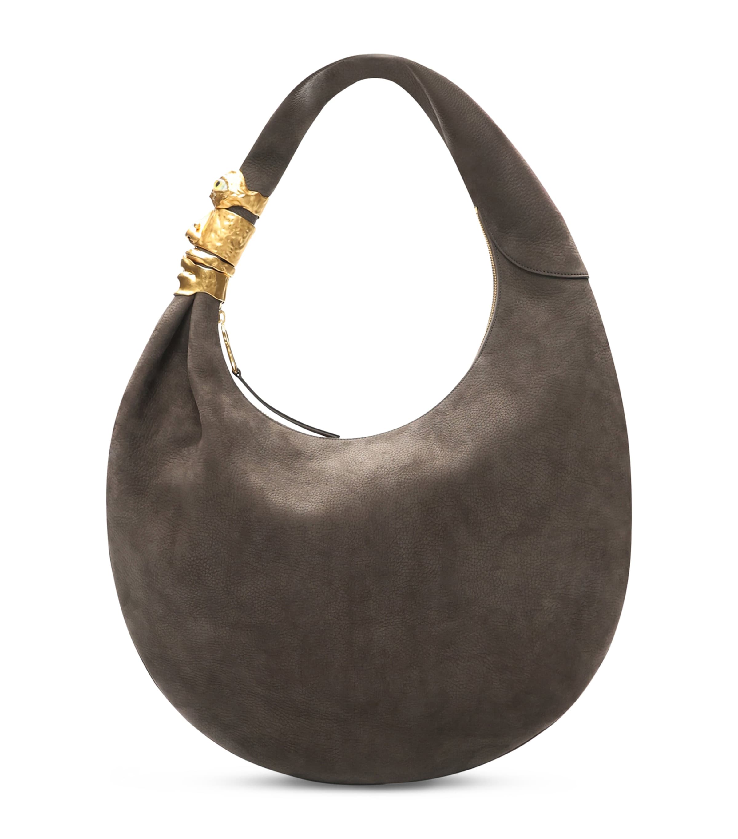 Schiaparelli Large Calfskin Soufflé Shoulder Bag Dark Grey