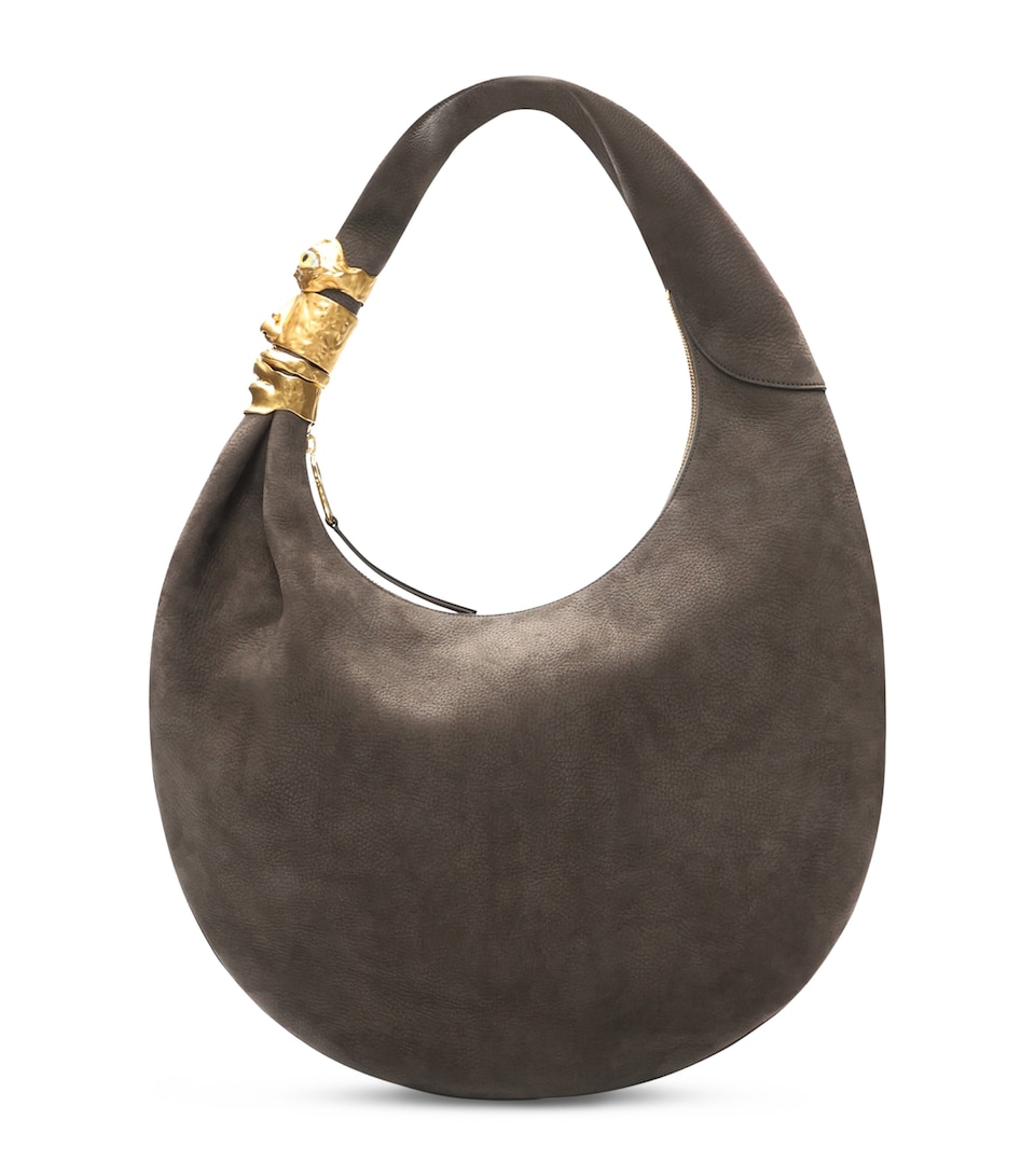 Schiaparelli Large Calfskin Soufflé Shoulder Bag Dark Grey