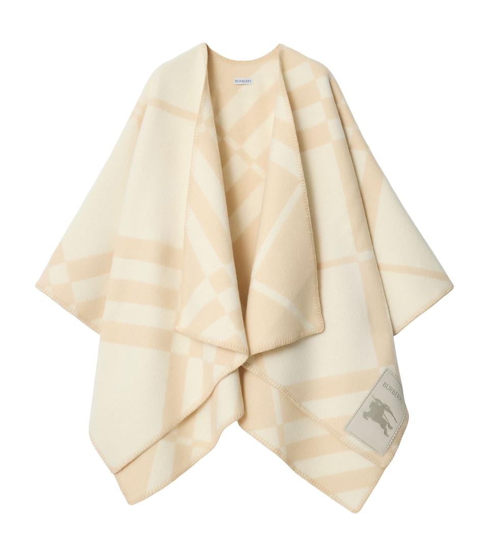Wool-Cashmere Check Cape
