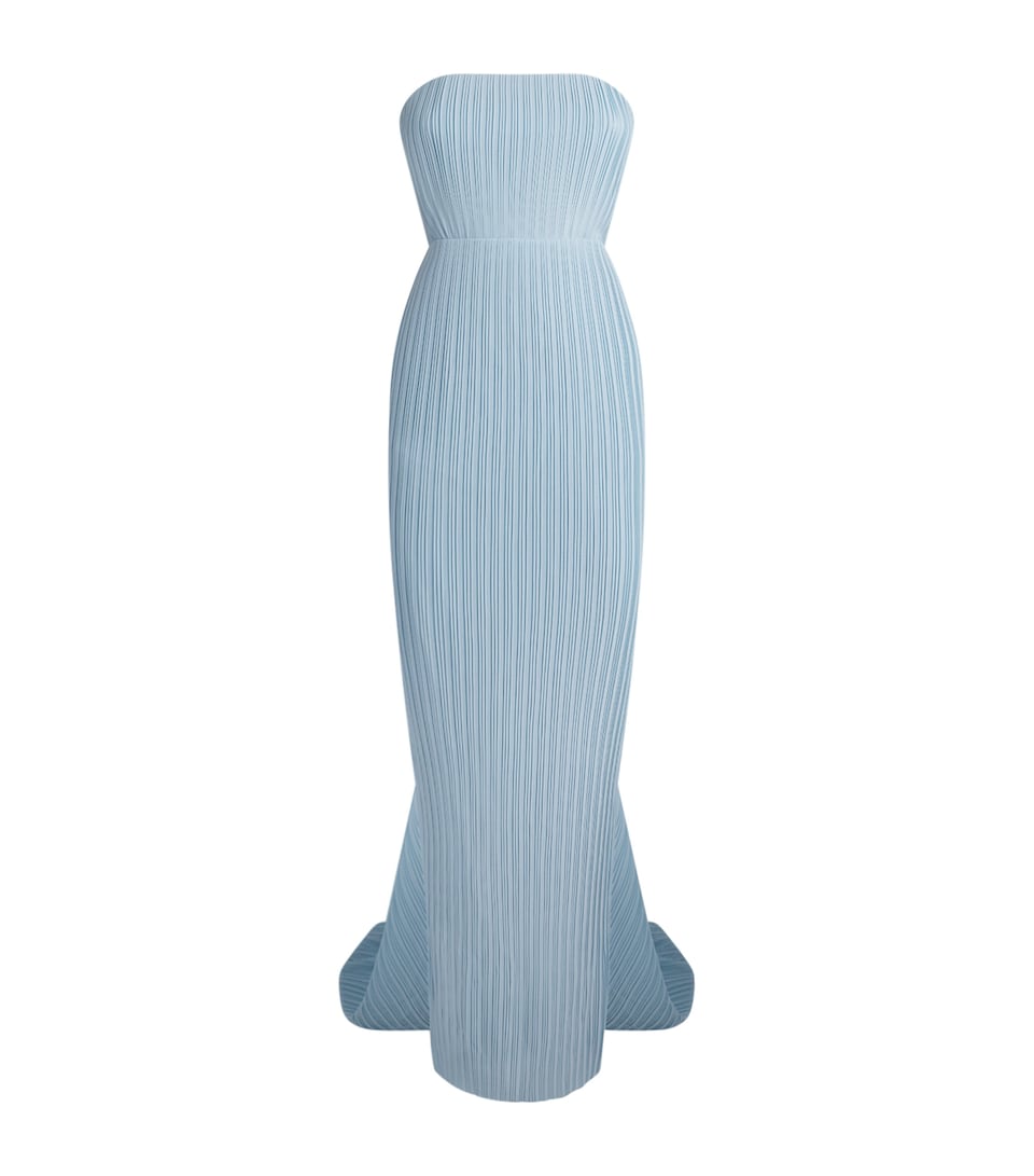 Solace London Womens Pleated Harlee Strapless Gown Soft Blue