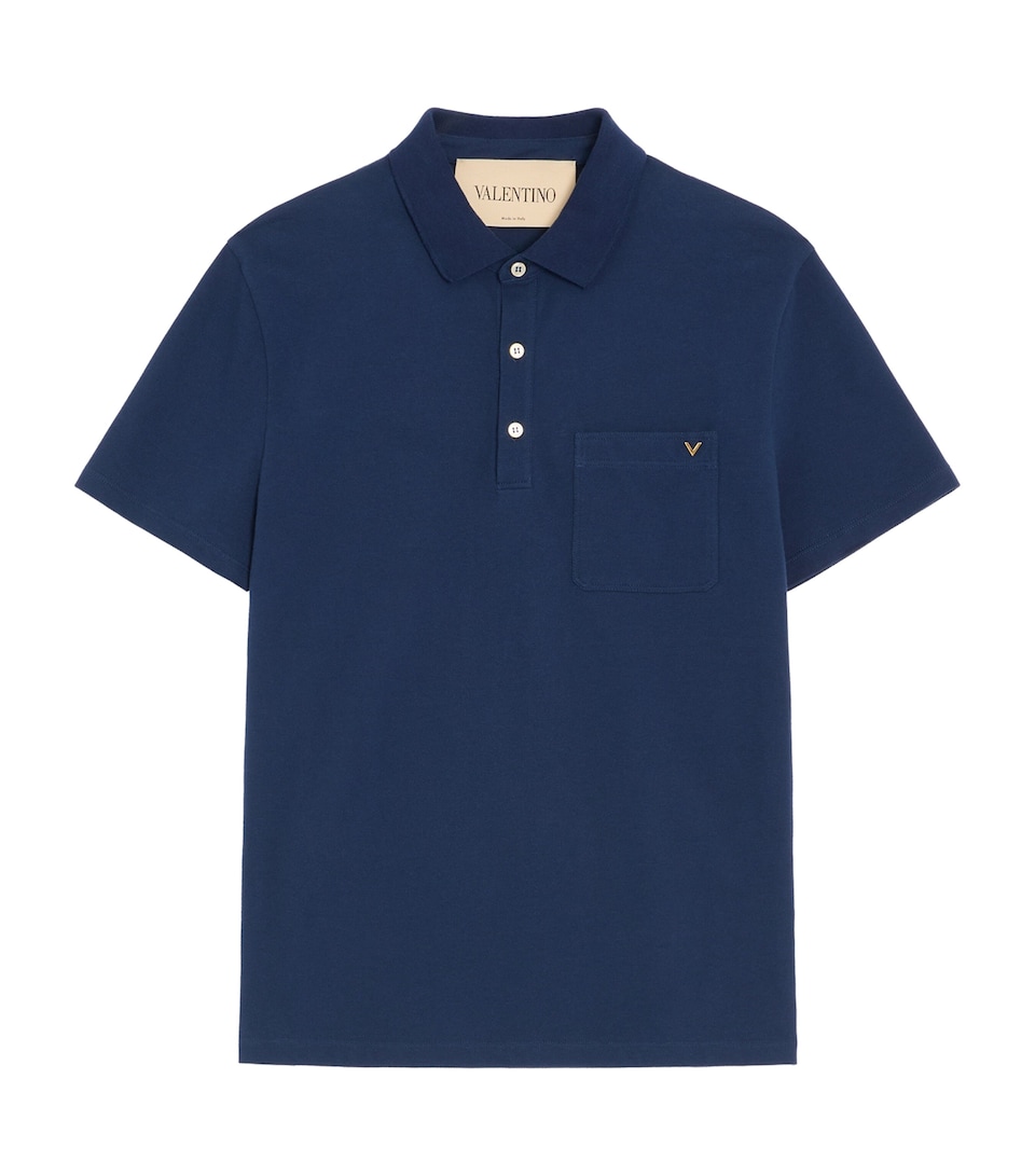 Valentino Mens Cotton VGold Polo Shirt