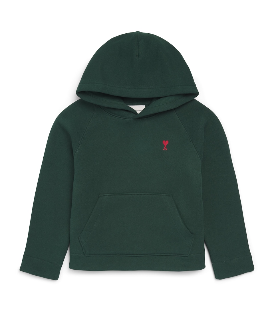 AMI Paris Cotton Ami de Coeur Hoodie (4-12 Years) : Vert Bouteille
