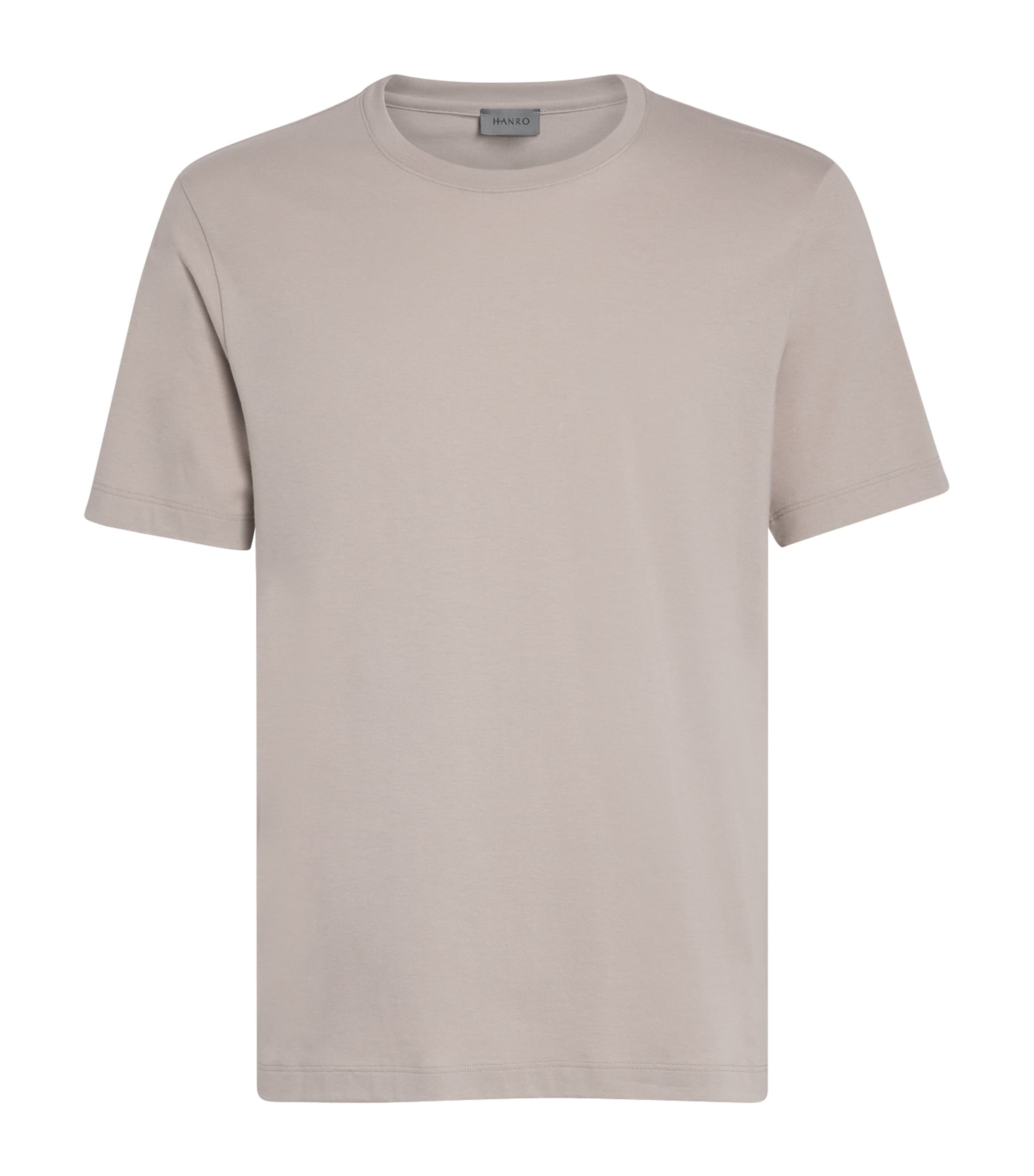 Hanro Mens Cotton Living Crew-Neck T-Shirt Wooly Beig