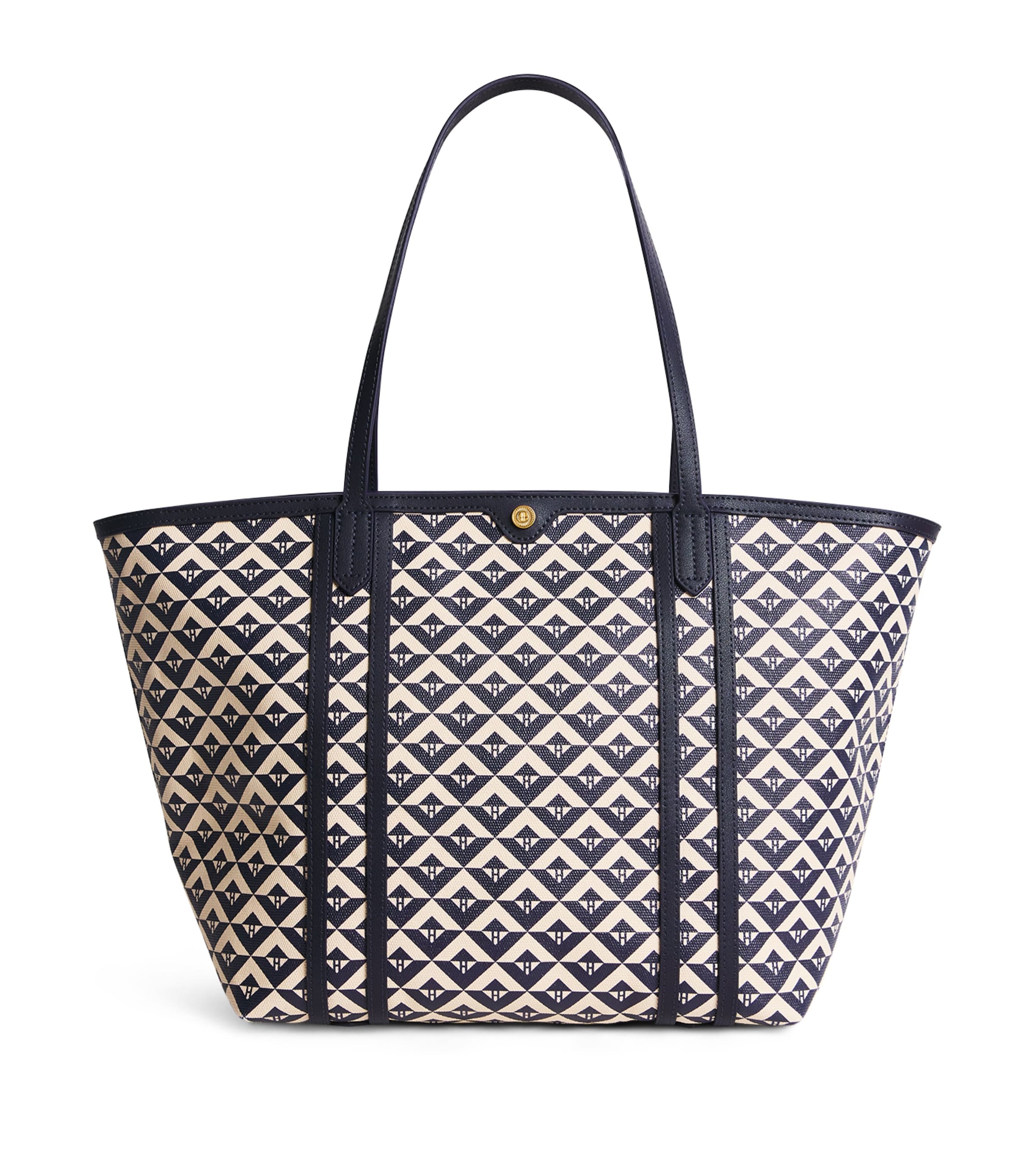 Coated Canvas Geometric Tote Bag