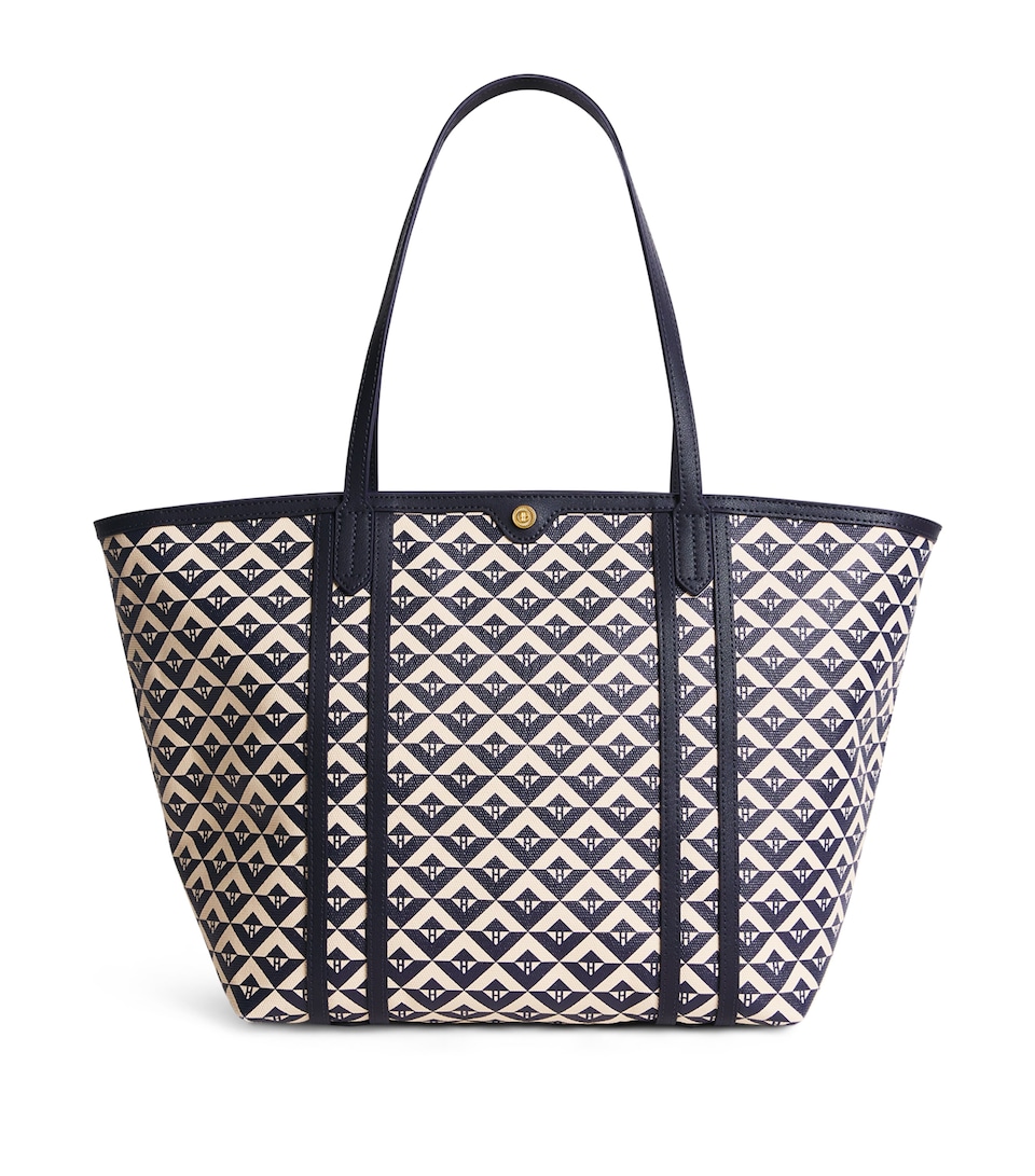Harrods Coated Canvas Geometric Tote Bag Navy