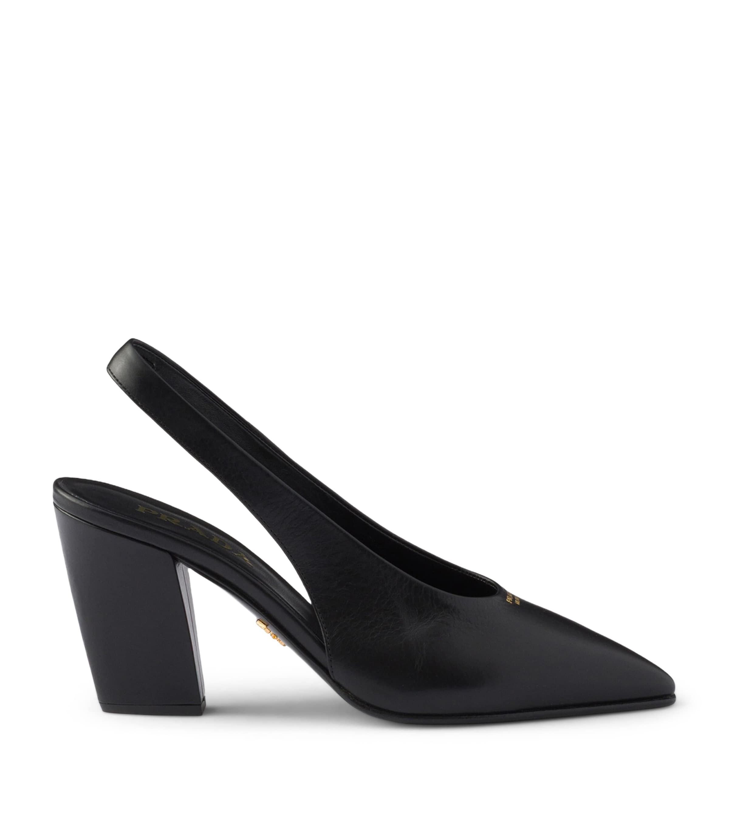 Prada Leather Slingback Pumps 85 Black