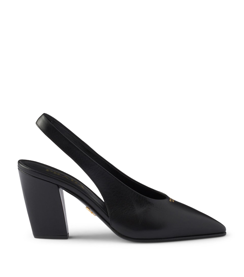 Prada Leather Slingback Pumps 85 Black