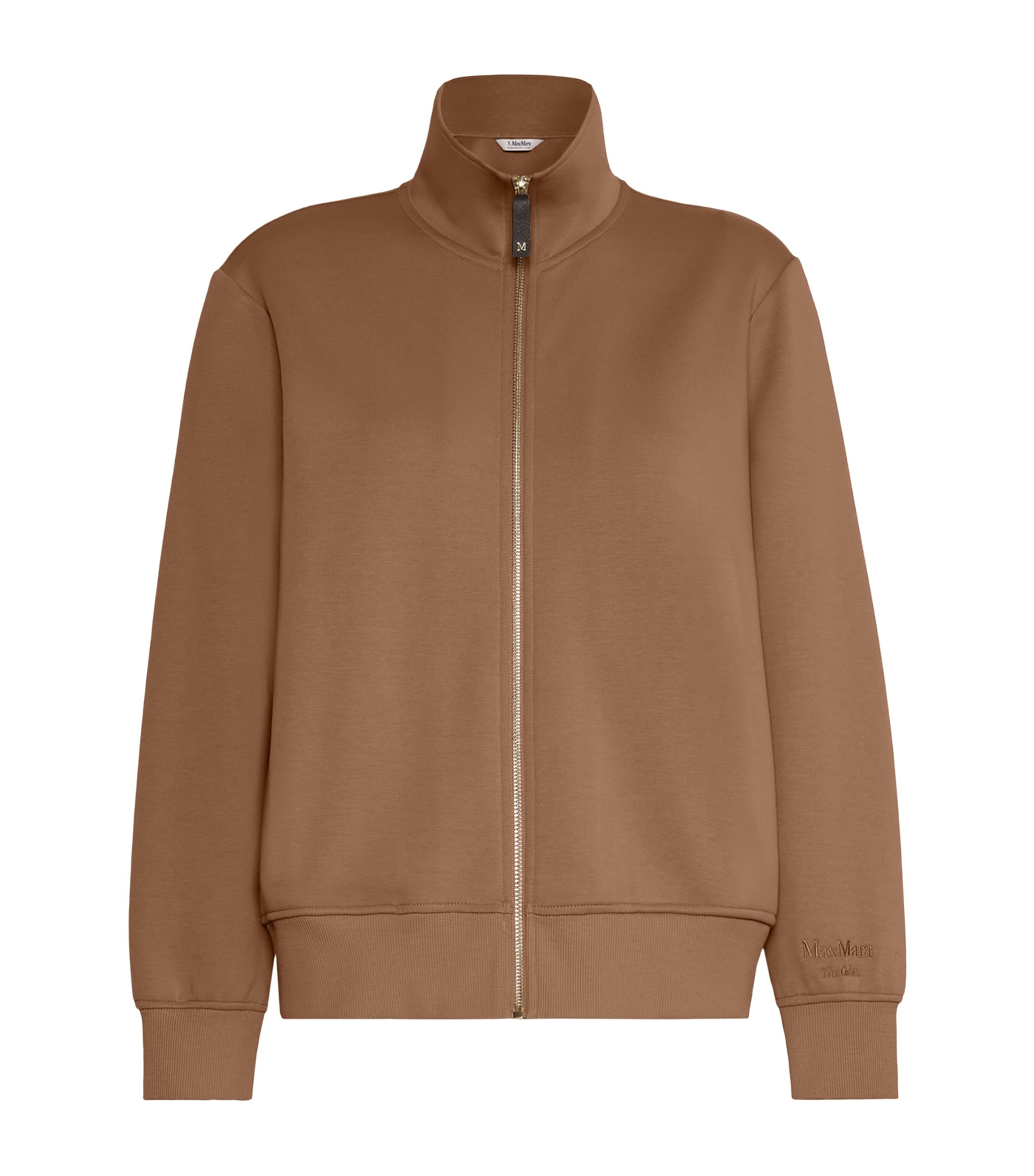 Max Mara Womens Cotton-Blend Zip-Up Sweatshirt Camel