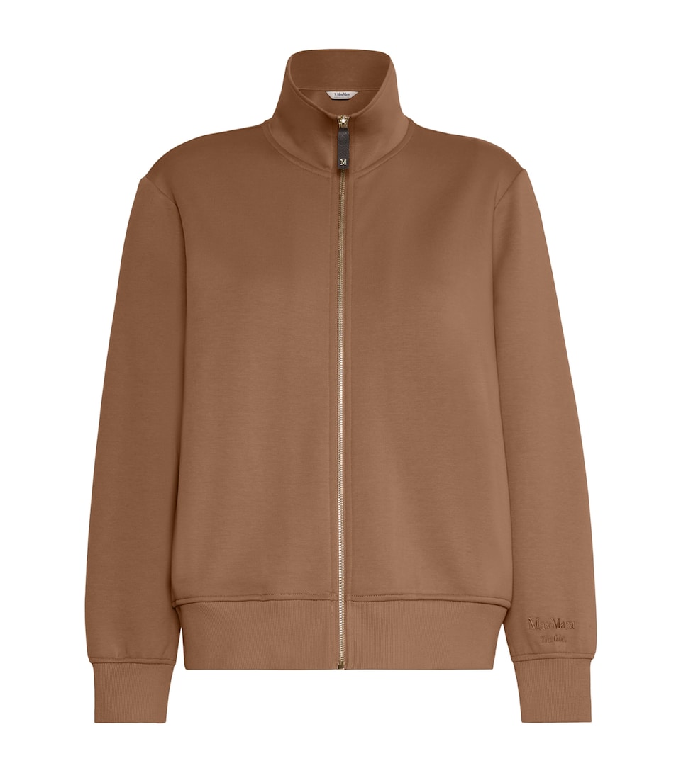 Max Mara Womens Cotton-Blend Zip-Up Sweatshirt Camel