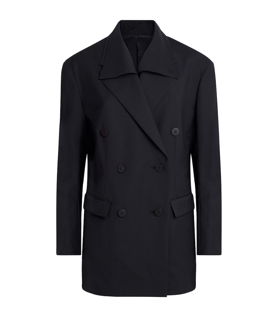 Issey Miyake Womens Wool-Blend Honest Ensemble Double-Breasted Blazer Black