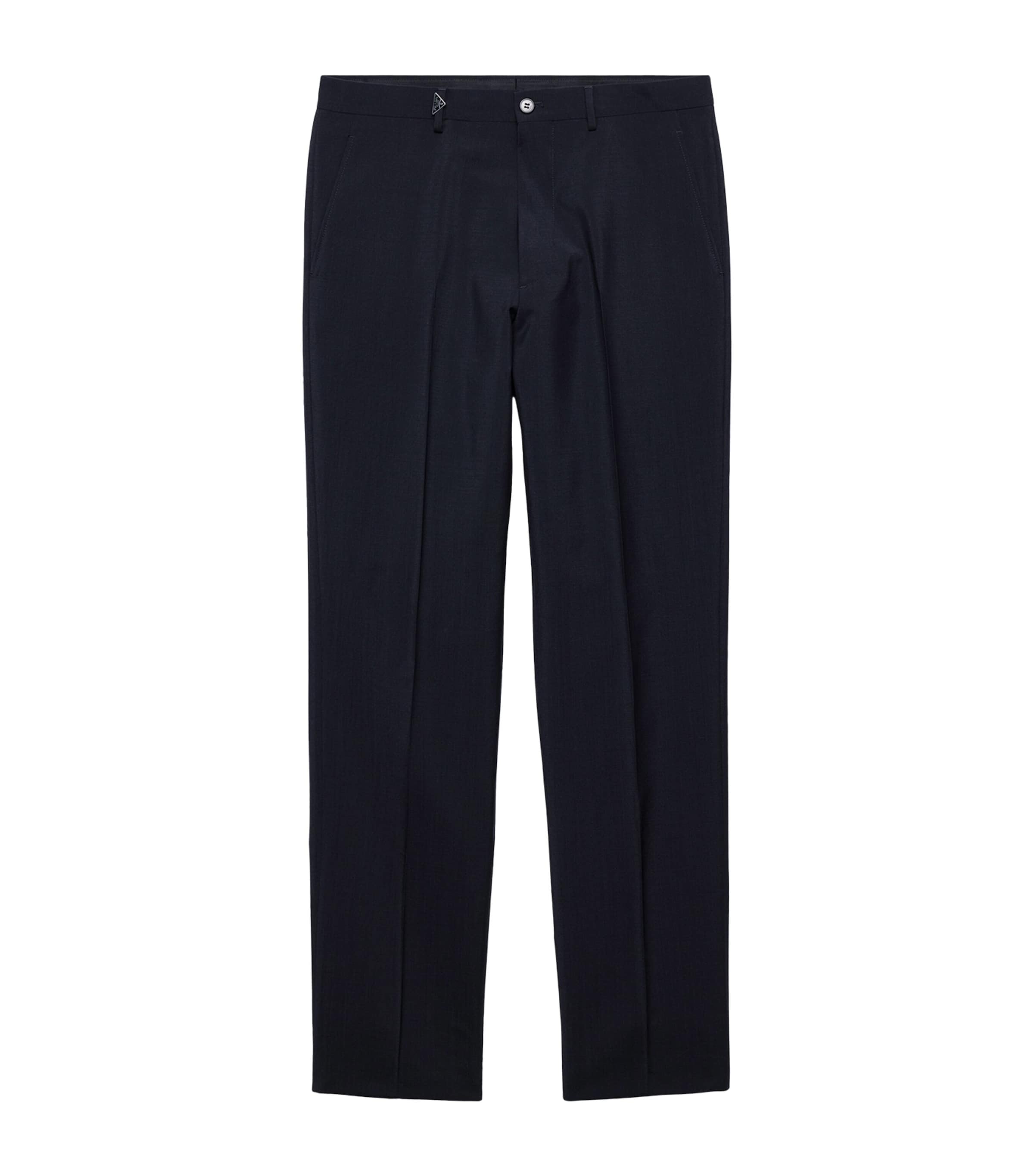 Prada Mens Wool-Mohair Trousers Blue