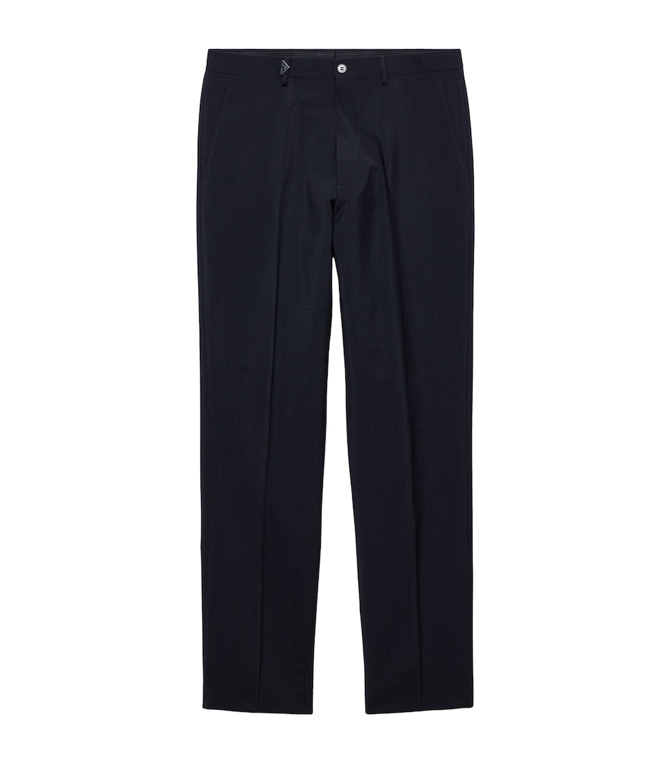Prada Mens Wool-Mohair Trousers Blue